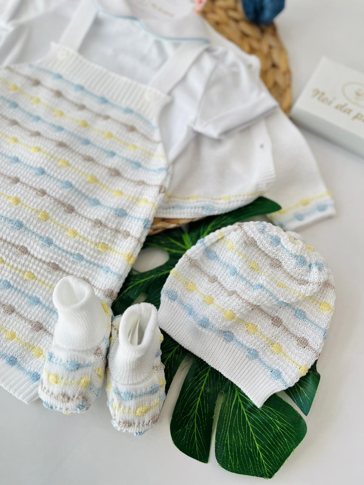 SALOPETTE CON PARURE 100% FILO DI COTONE POLVERE MULTICOLOR - Noi da piccoli