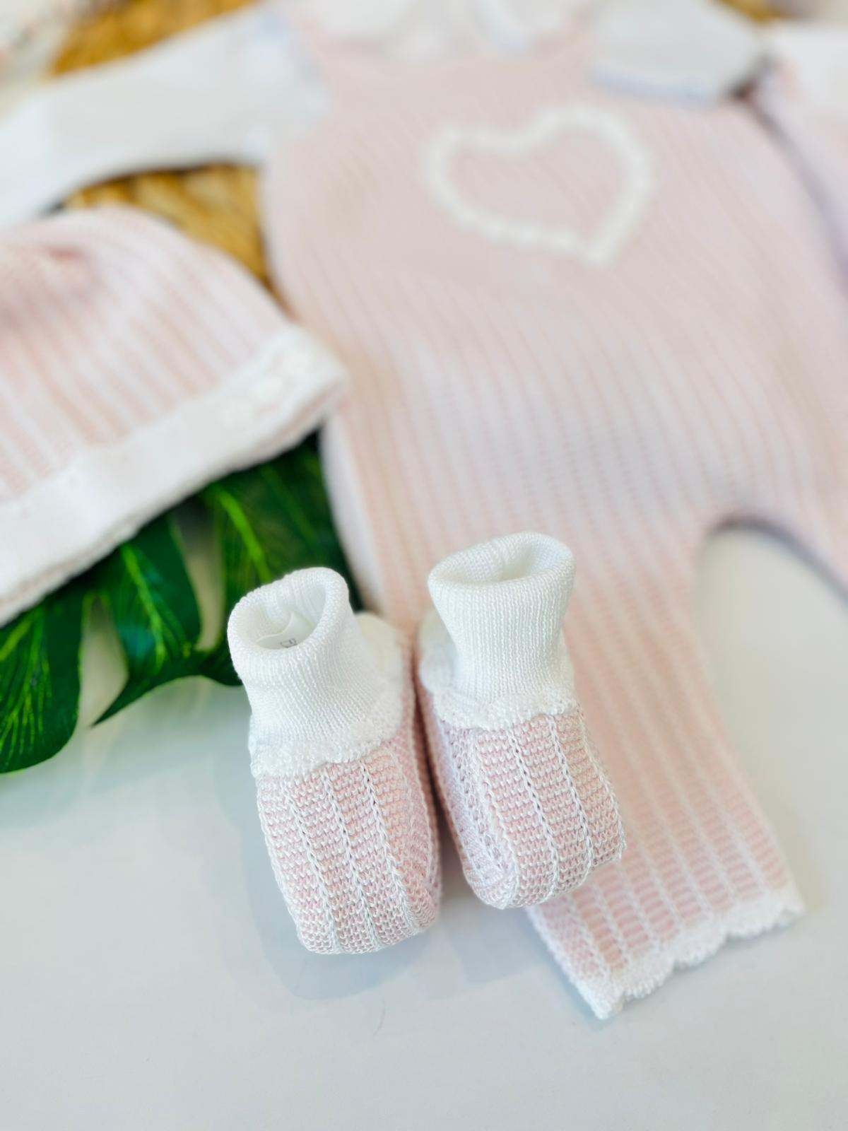 SALOPETTE CON PARURE 100% FILO DI COTONE ROSA CIPRIA BIANCO - Noi da piccoli