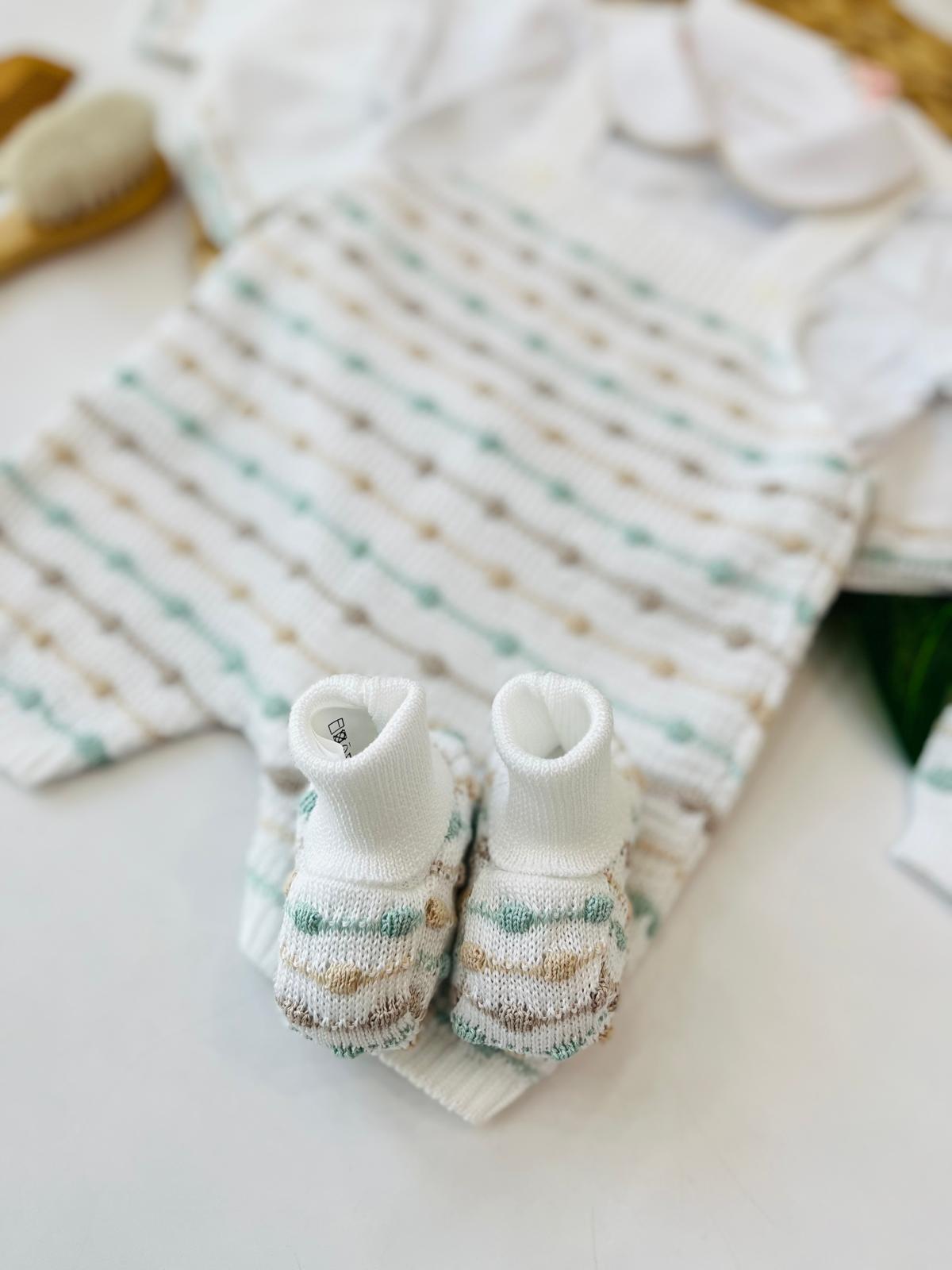 SALOPETTE CON PARURE 100% FILO DI COTONE SALVIA MULTICOLOR - Noi da piccoli