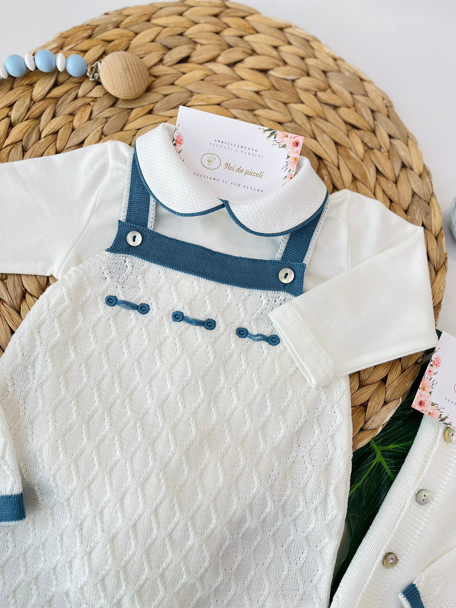 SALOPETTE CON PARURE 100% FILO DI COTONE VANIGLIA OCEANO - Noi da piccoli