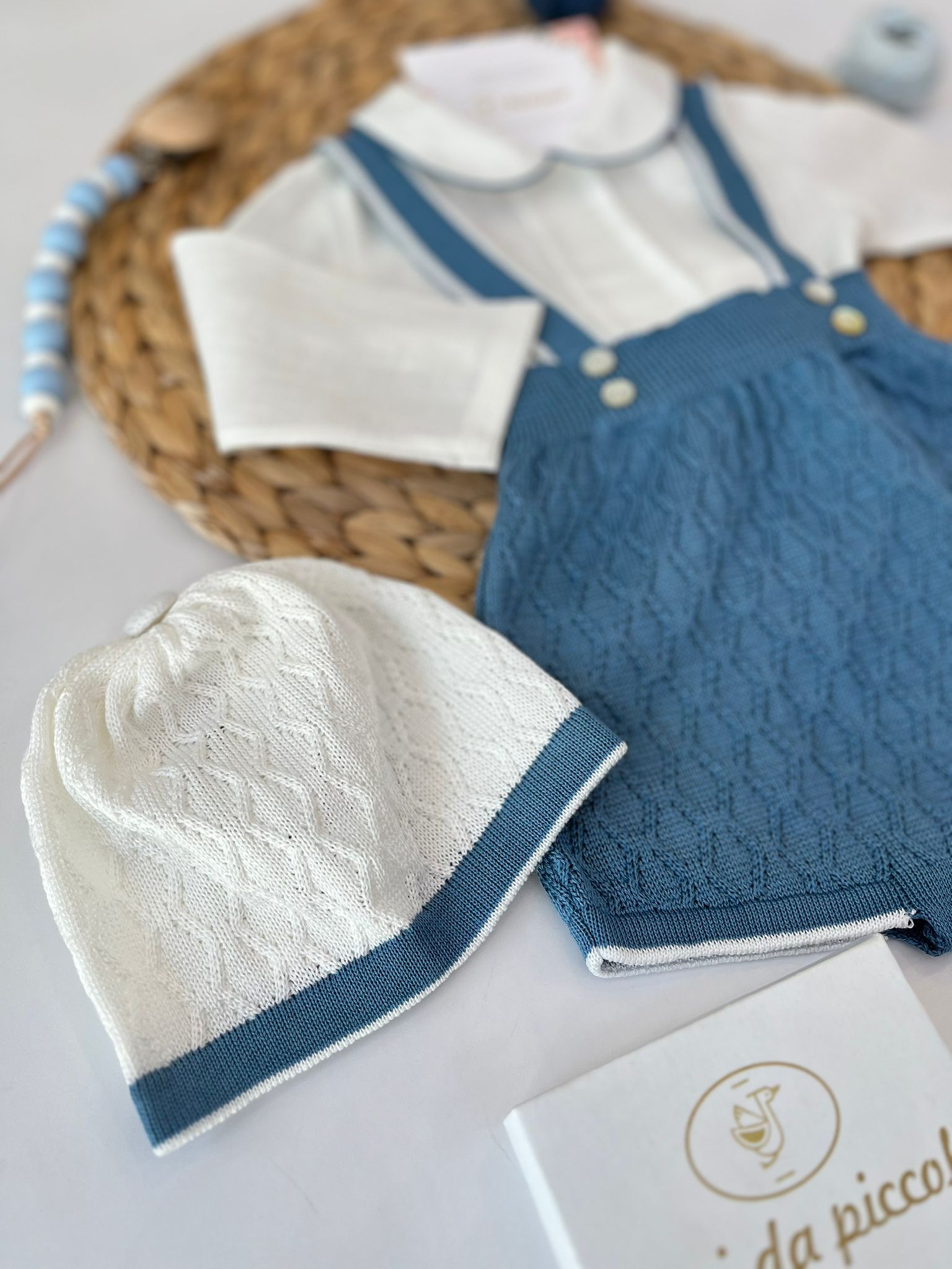 SALOPETTE CON PARURE 100% FILO DI COTONE VANIGLIA OCEANO - Noi da piccoli