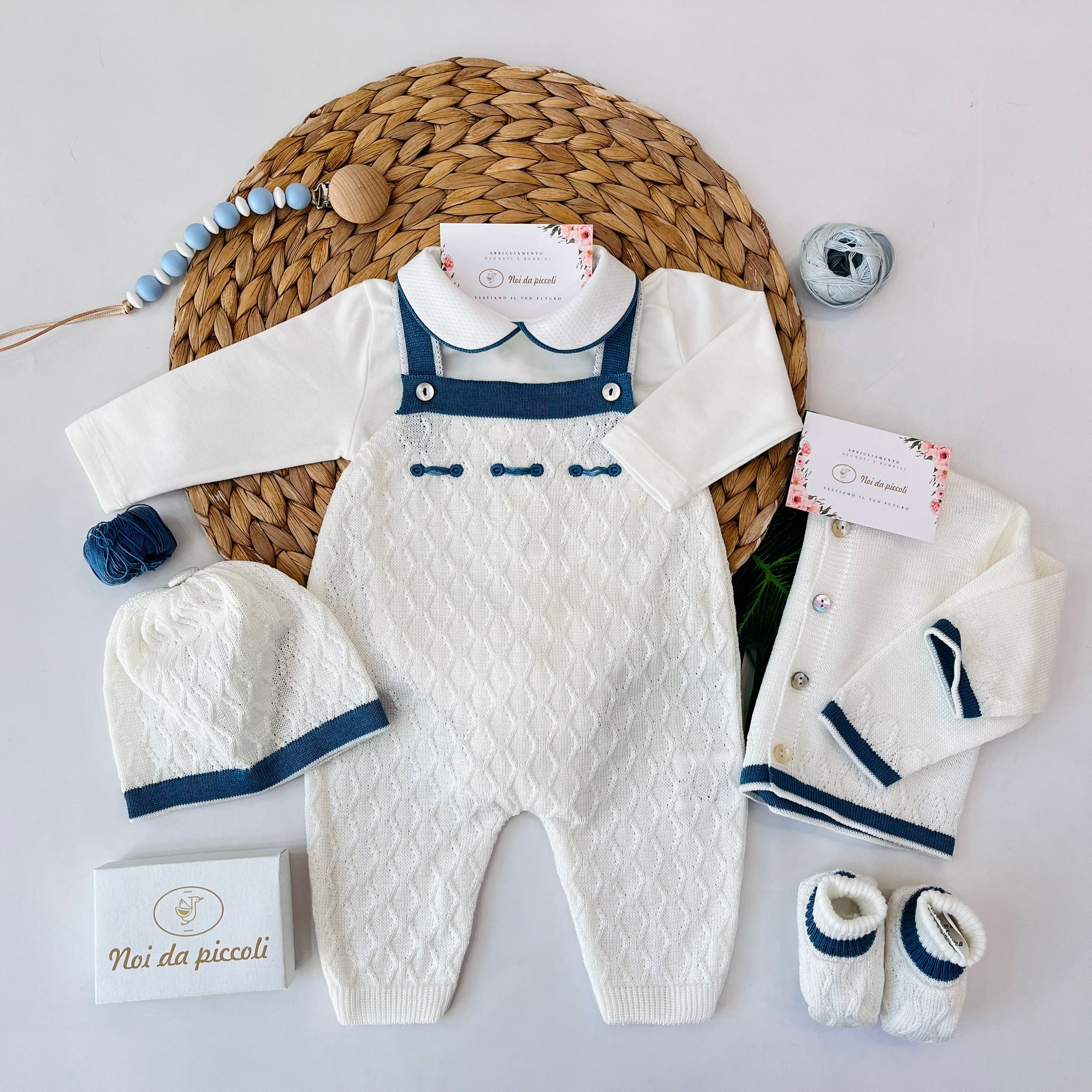 SALOPETTE CON PARURE 100% FILO DI COTONE VANIGLIA OCEANO - Noi da piccoli