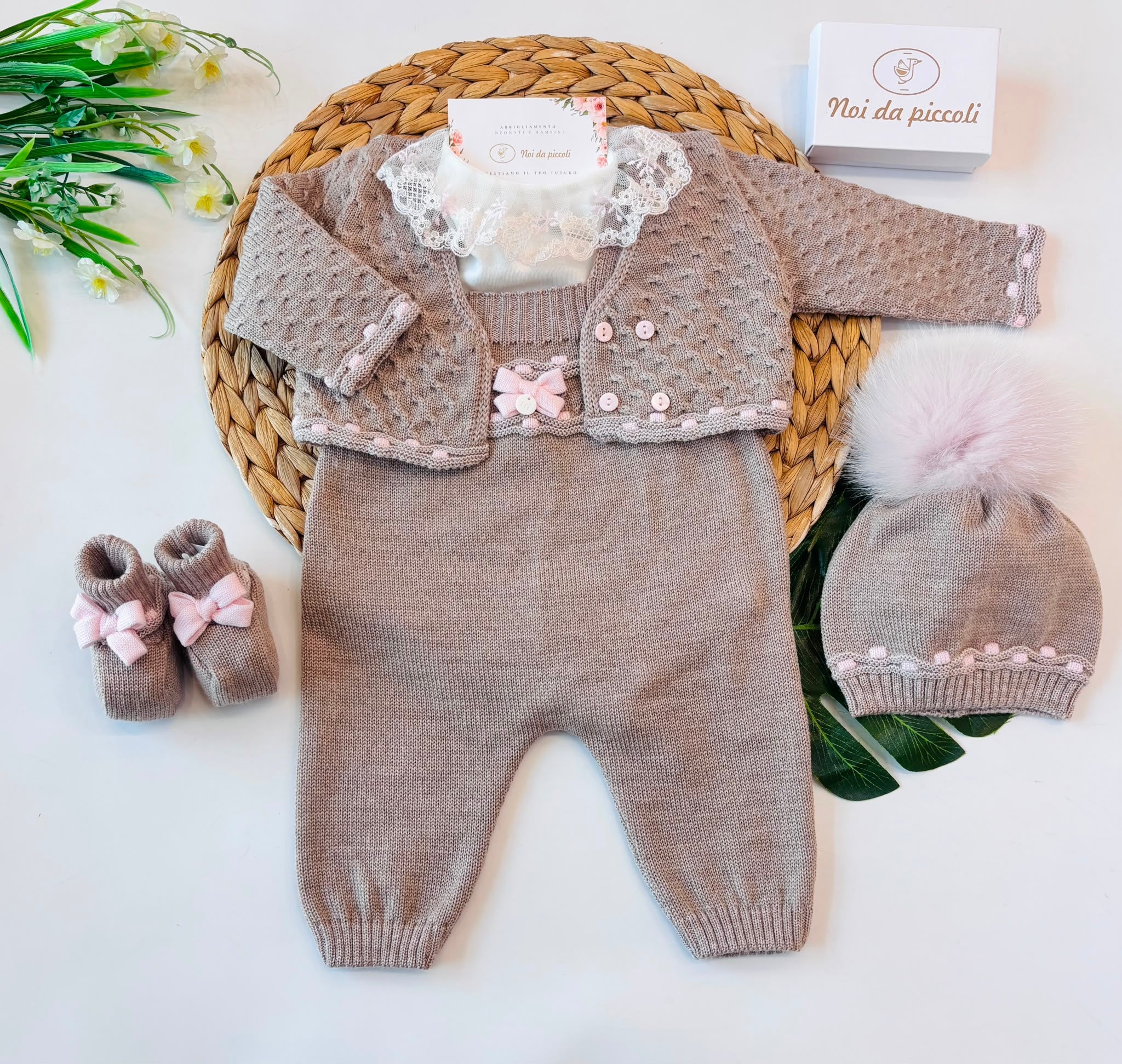 SALOPETTE CON PARURE 100% LANA TORTORA - Noi da piccoli