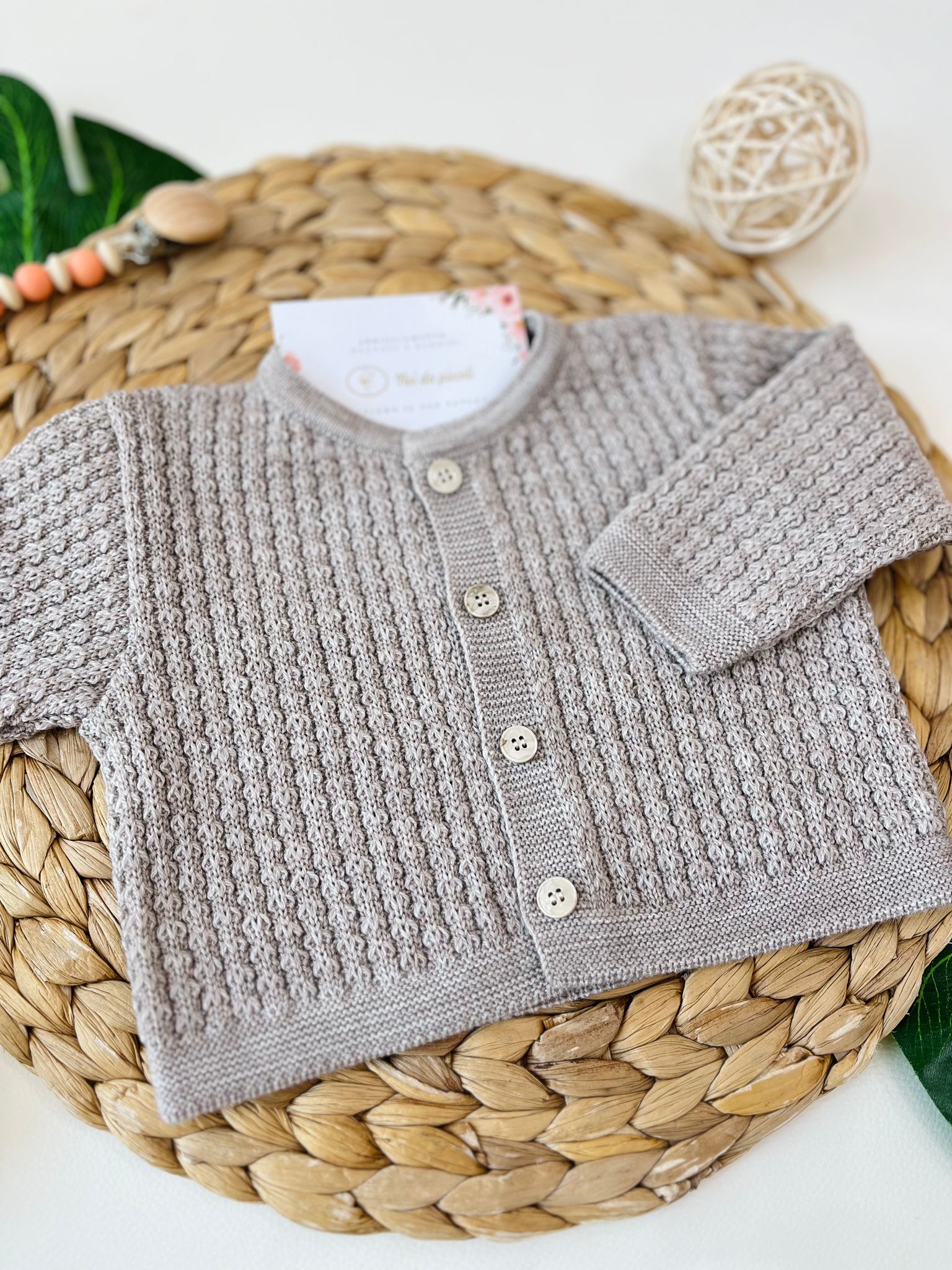 SALOPETTE CON PARURE 100% LANA TORTORA VANIGLIA - Noi da piccoli