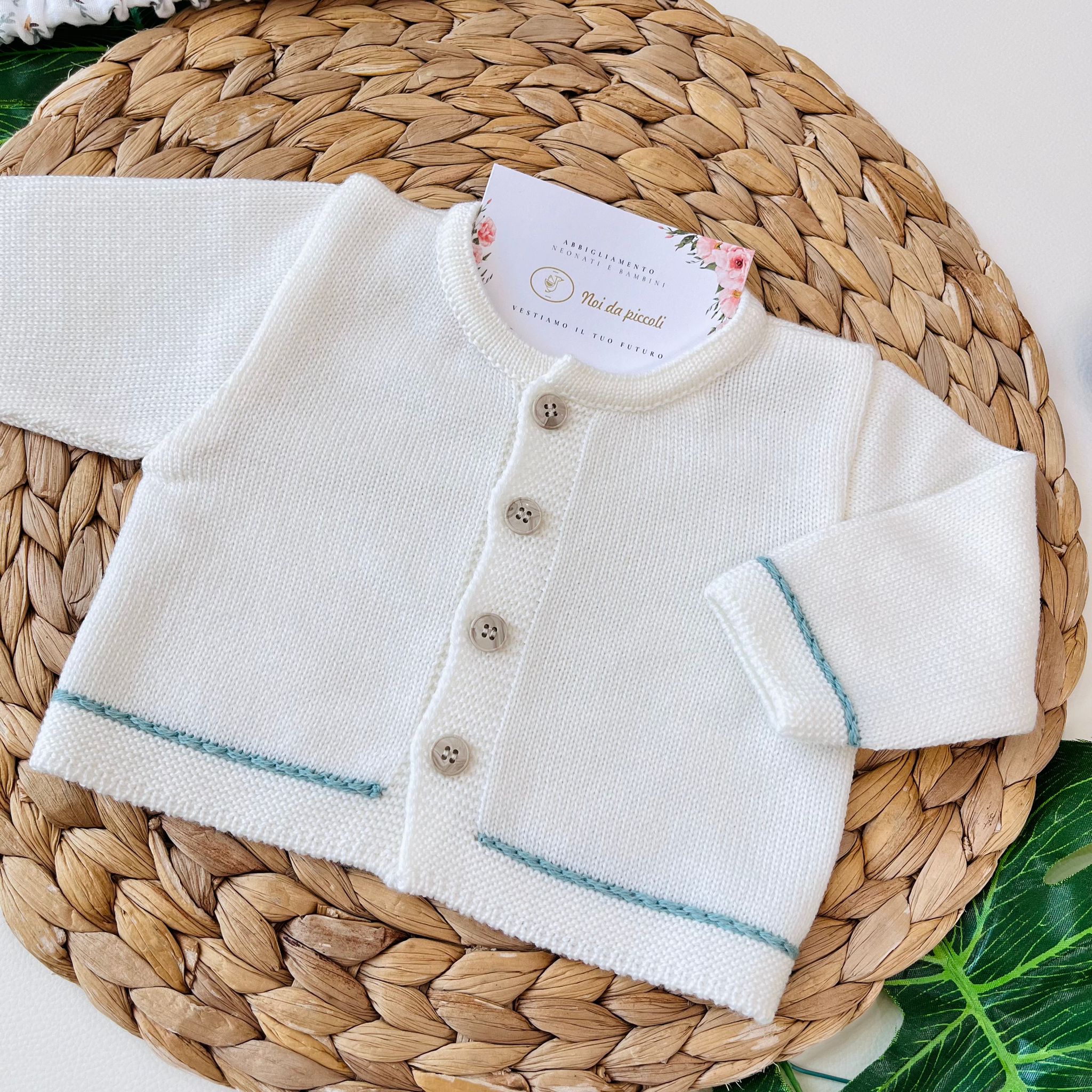 SALOPETTE CON PARURE 100% LANA VANIGLIA VERDE SALVIA - Noi da piccoli