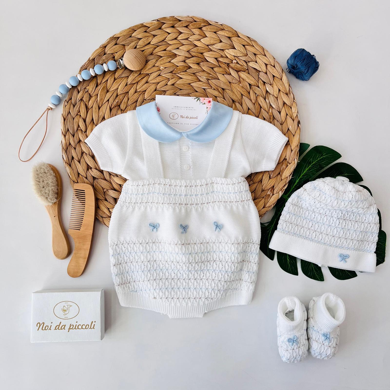 SALOPETTE CON PARURE 3 FIOCCHETTI 100% FILO DI COTONE POLVERE NOCE - Noi da piccoli