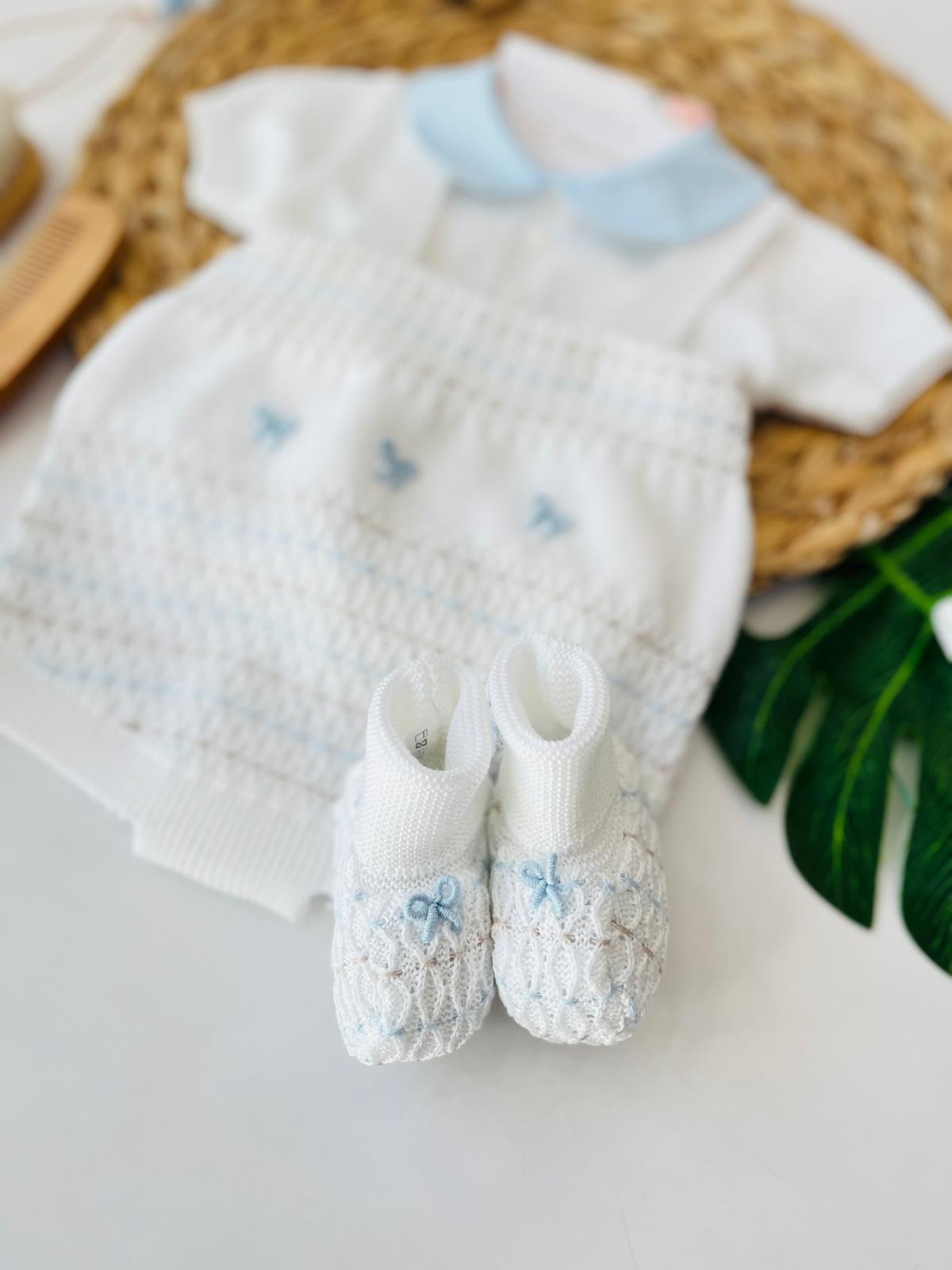 SALOPETTE CON PARURE 3 FIOCCHETTI 100% FILO DI COTONE POLVERE NOCE - Noi da piccoli