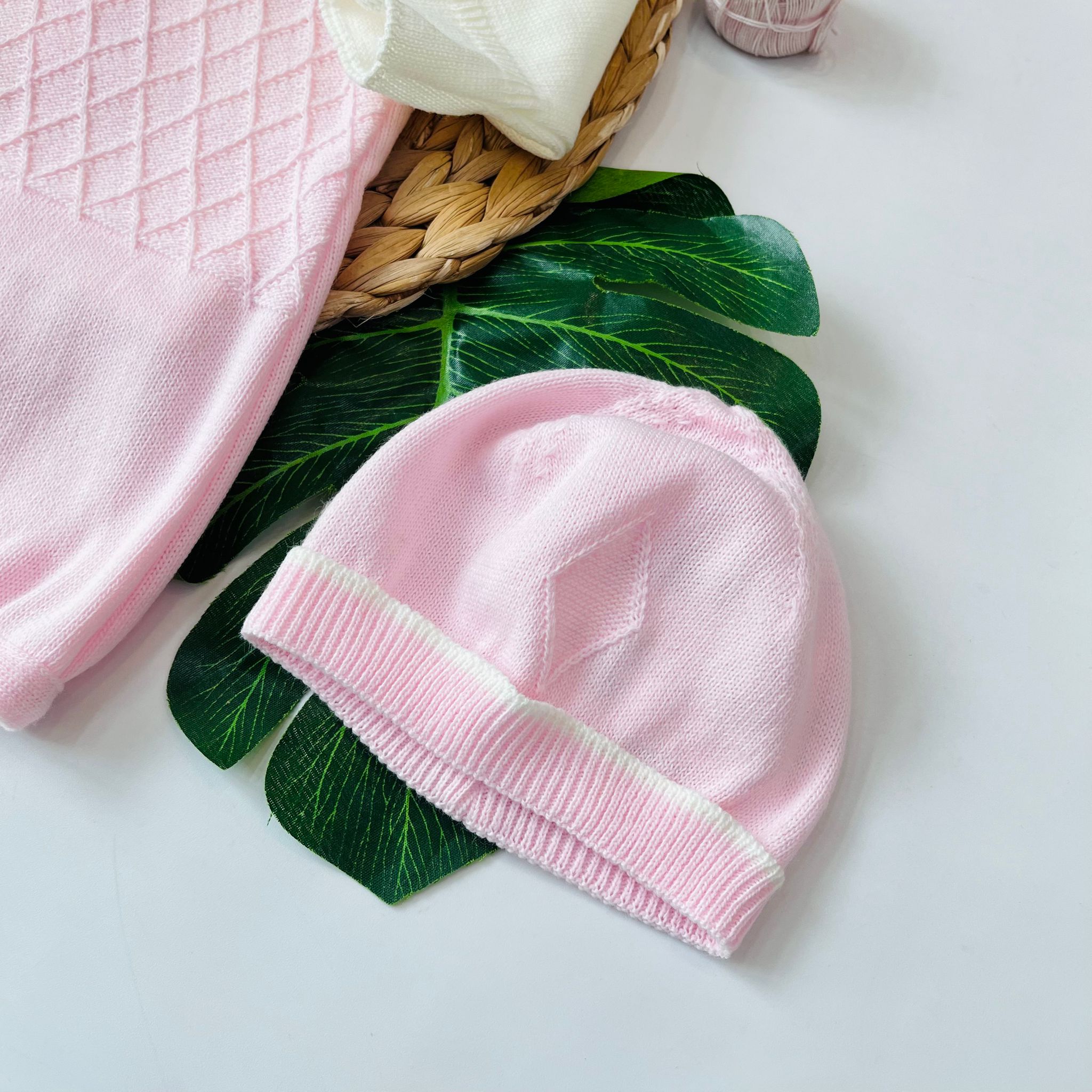 SALOPETTE CON PARURE ROMBI FILATO CALDO PANNA ROSA - Noi da piccoli