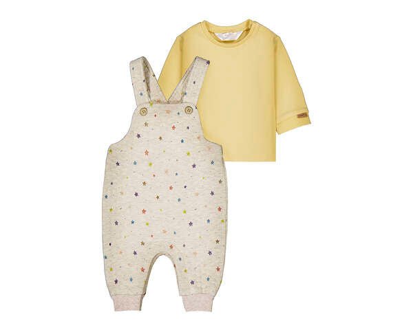 SALOPETTE IN CALDO COTONE STELLINE BEIGE - Noi da piccoli