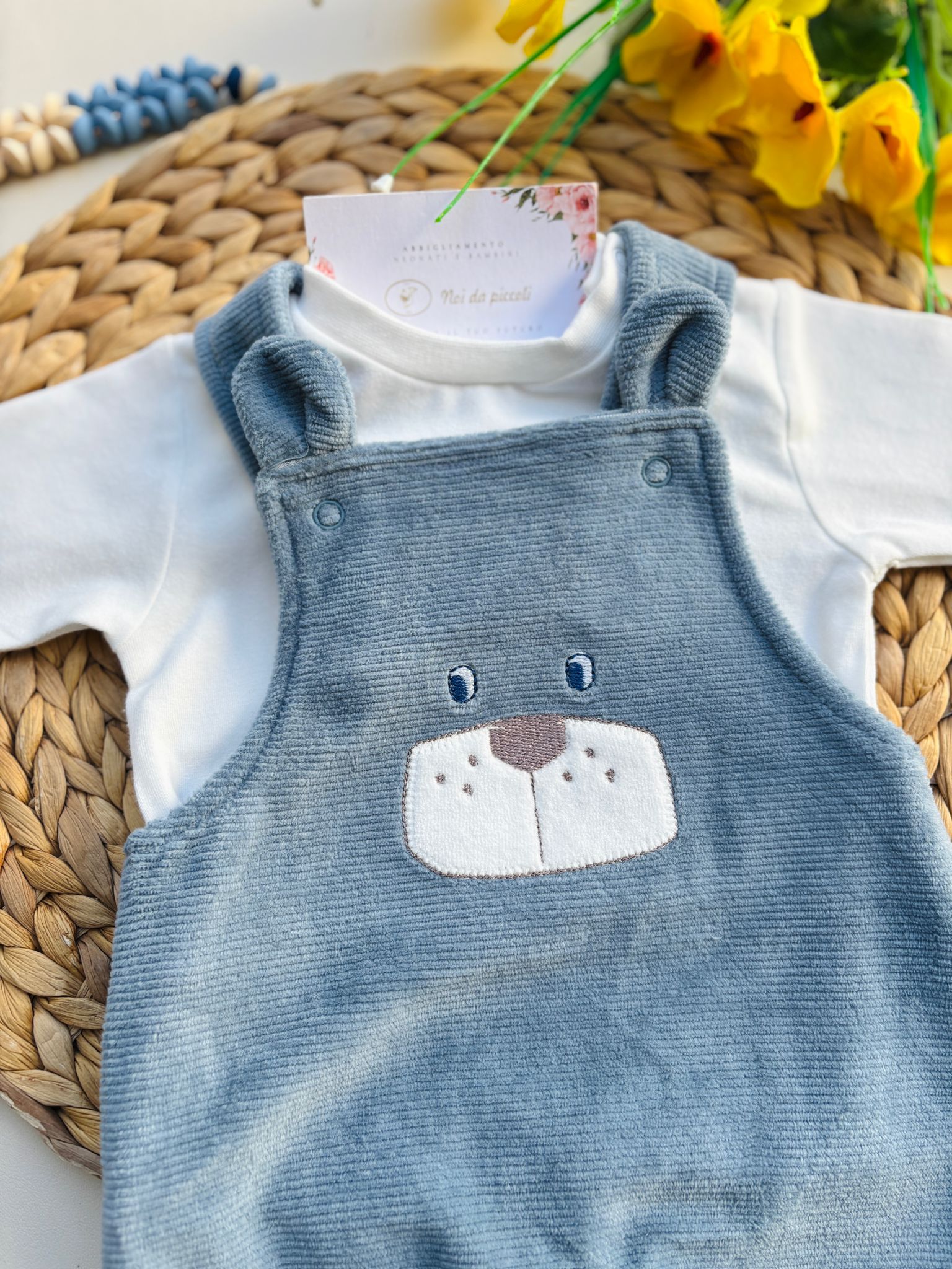 SALOPETTE IN CINIGLIA CON MAGLIETTINA NUBE - Noi da piccoli