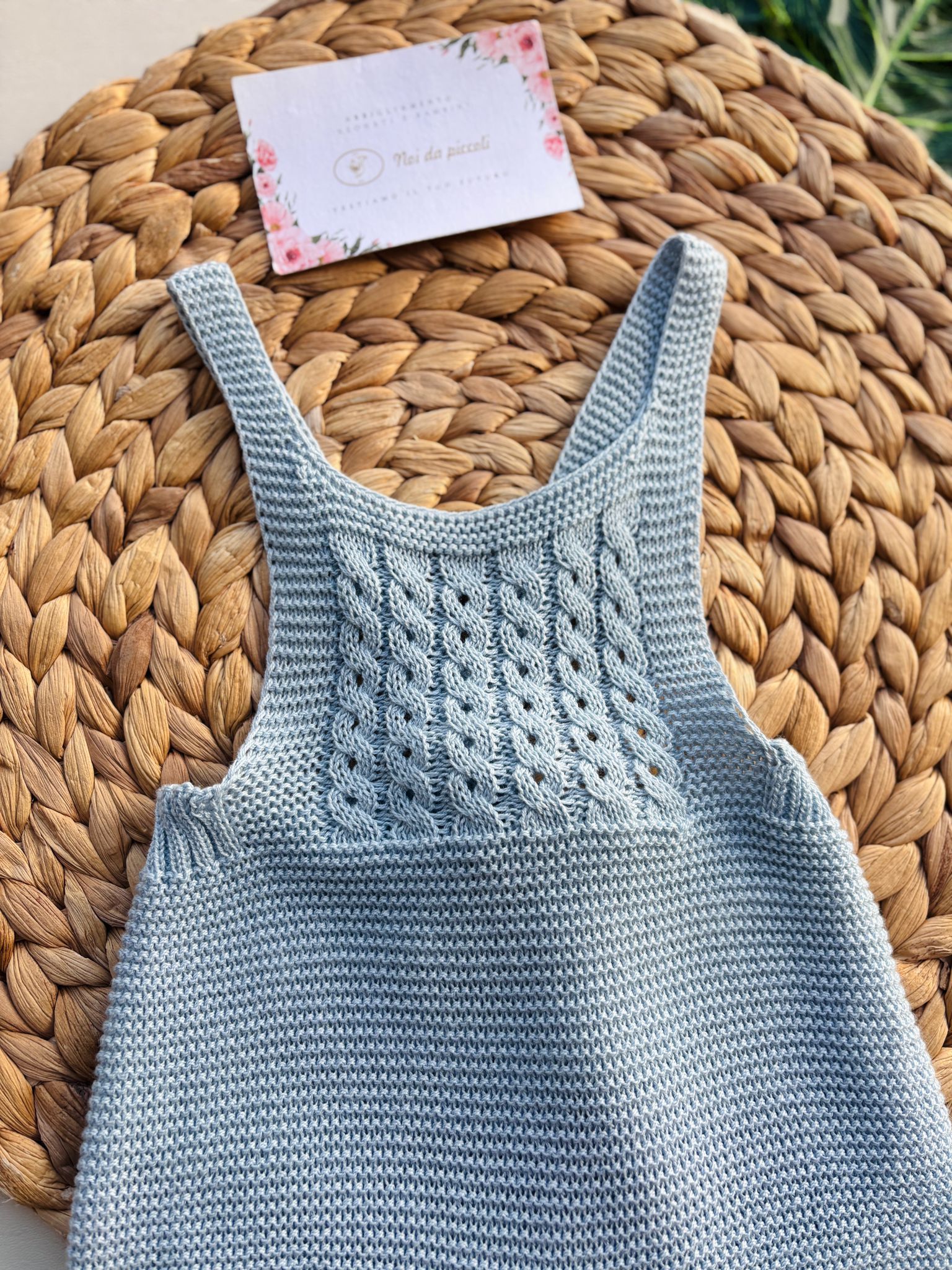 SALOPETTE IN COTONE E ACRILICO AZZURRO PASTELLO - Noi da piccoli