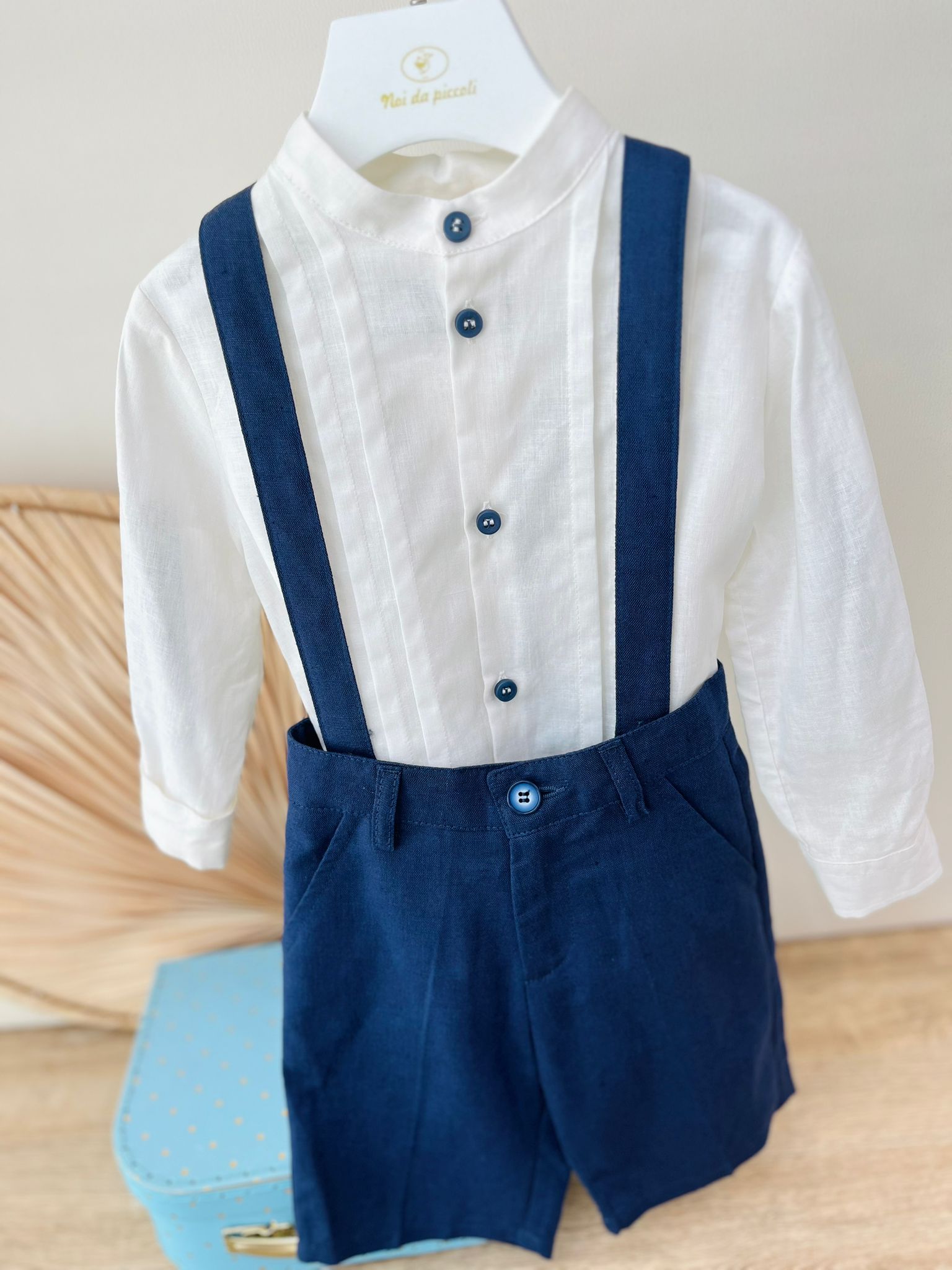 SALOPETTE LINO E COTONE BLU - Noi da piccoli