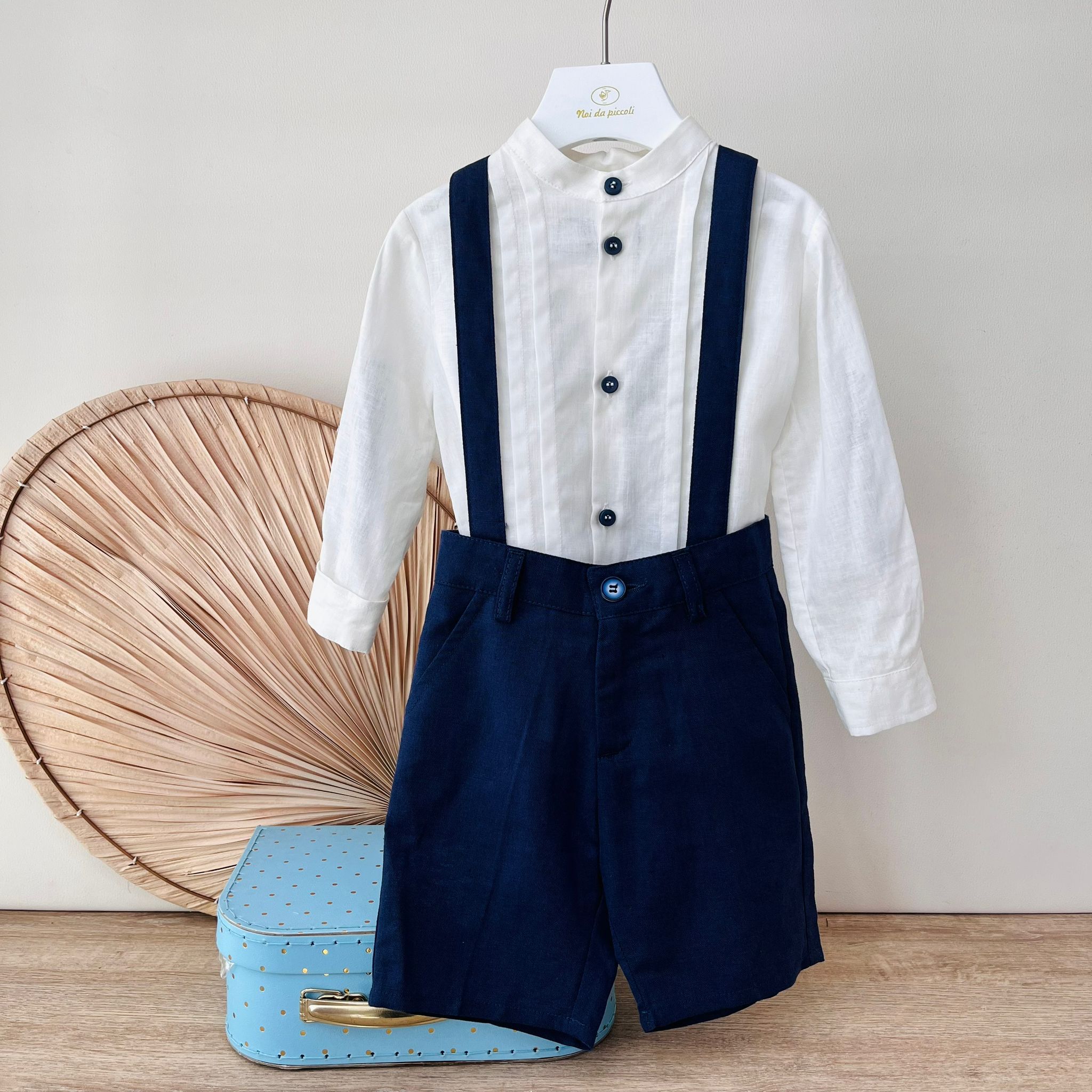 SALOPETTE LINO E COTONE BLU - Noi da piccoli