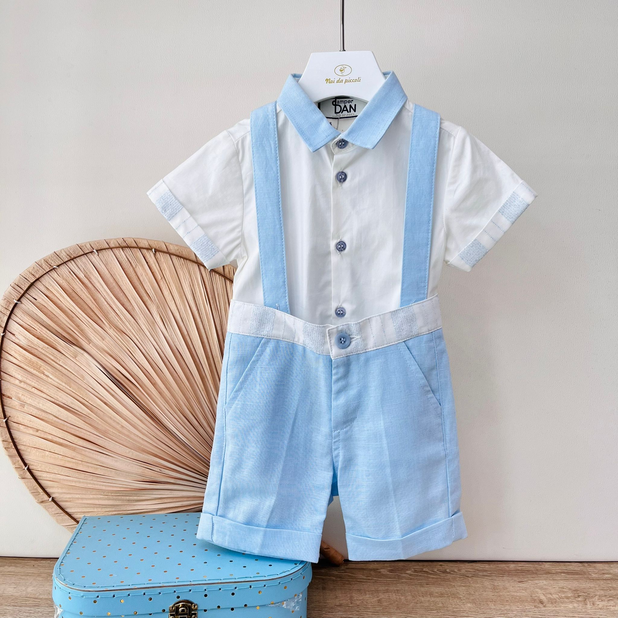 SALOPETTE LINO E COTONE CIELO - Noi da piccoli