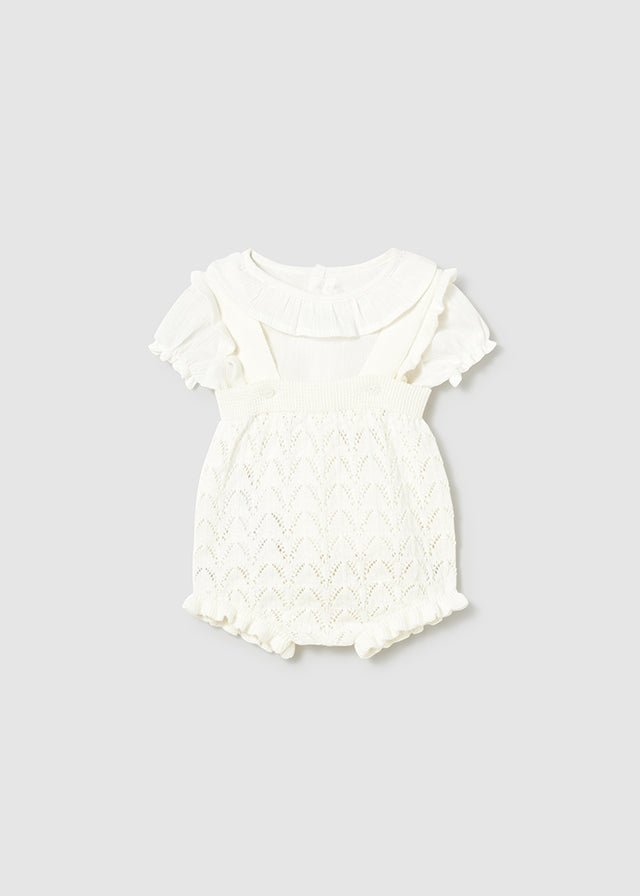 SALOPETTE RICAMATA IN COTONE CON MAGLIETTINA CERAMICA - Noi da piccoli