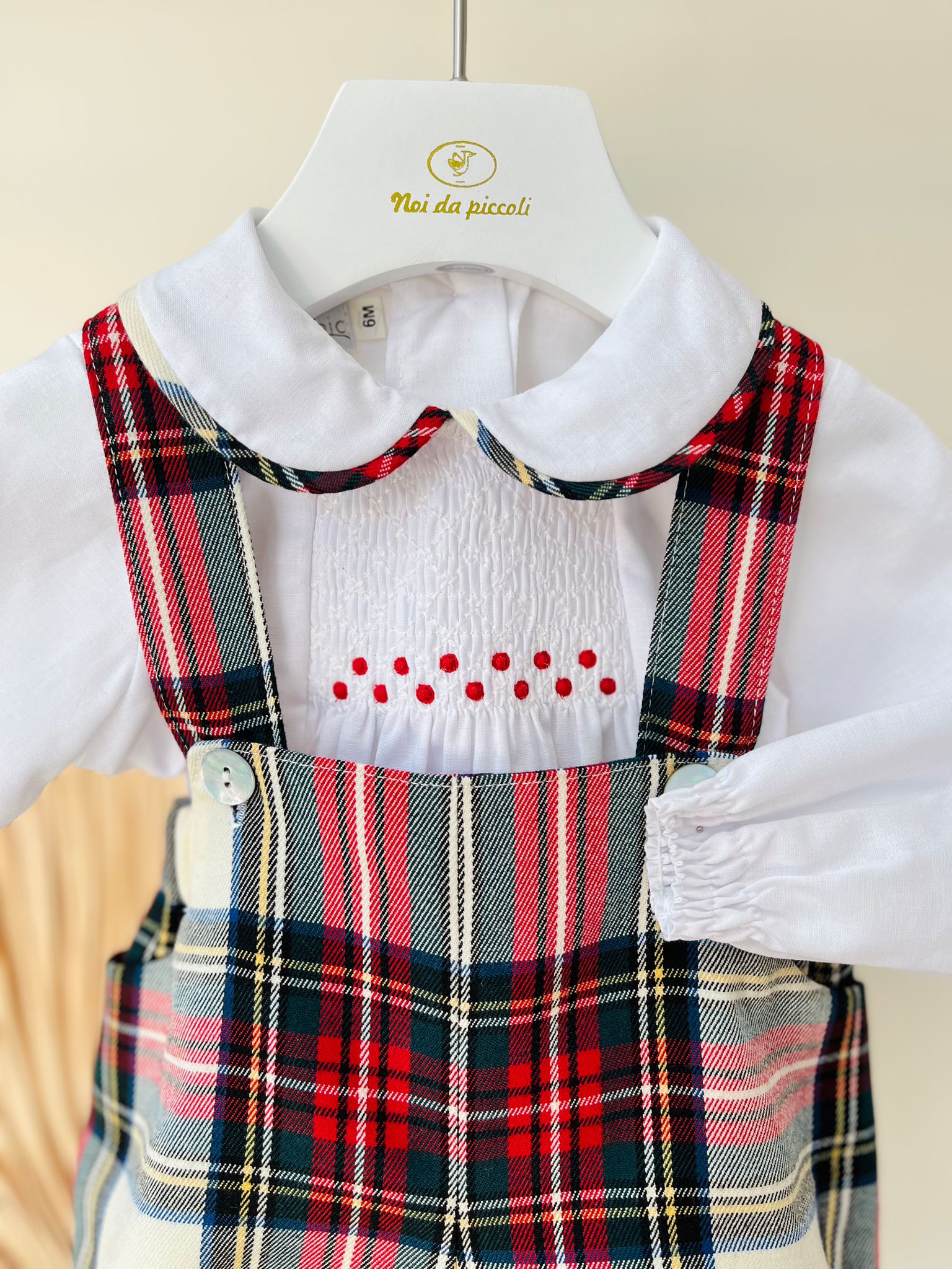 SALOPETTE TARTAN CON CAMICINA BIANCO E TARTAN - Noi da piccoli