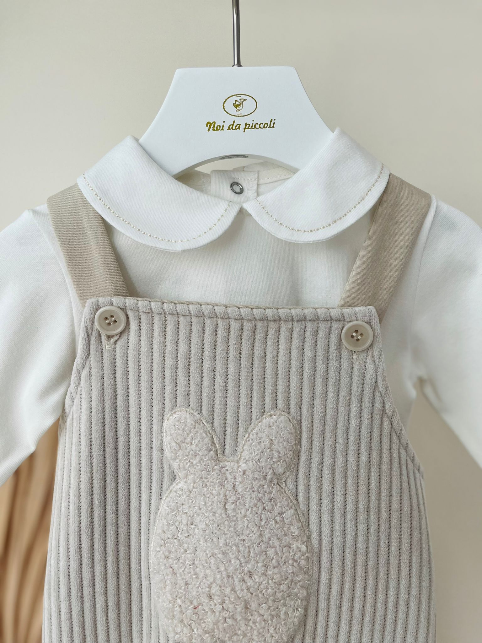 SALOPETTE VELLUTO A COSTINE CON BODY BEIGE - Noi da piccoli