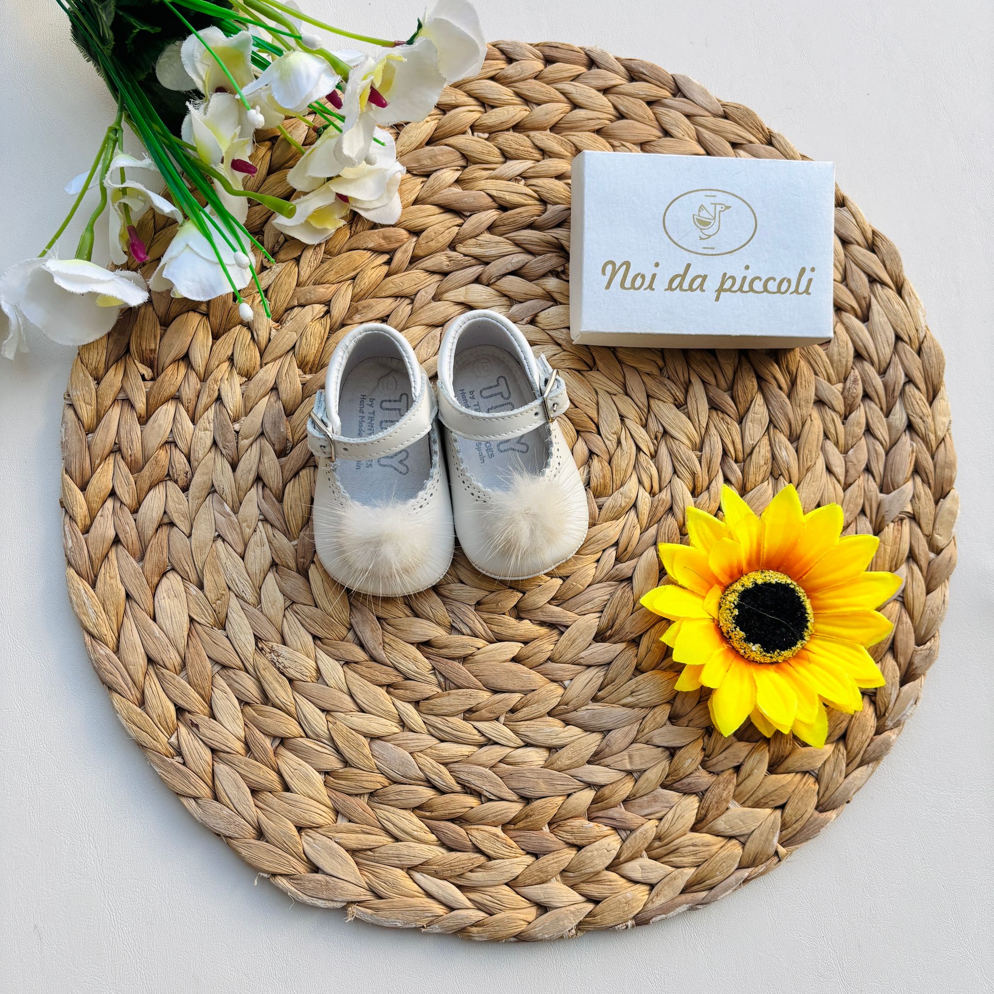 SCARPINE IN PELLE CON POMPON CRUDO - Noi da piccoli