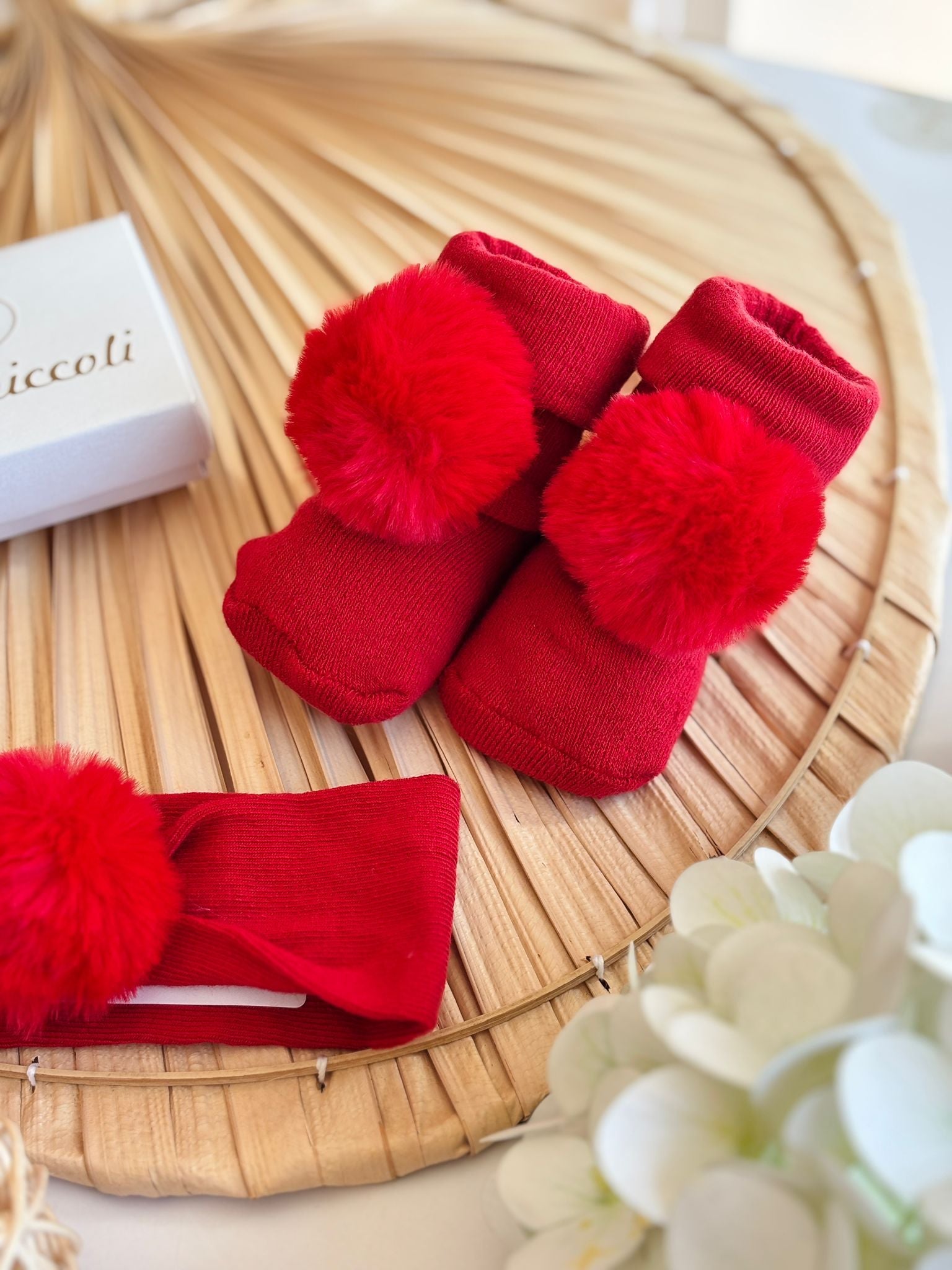 SET 2 PZ CON POMPON GUINDA - Noi da piccoli