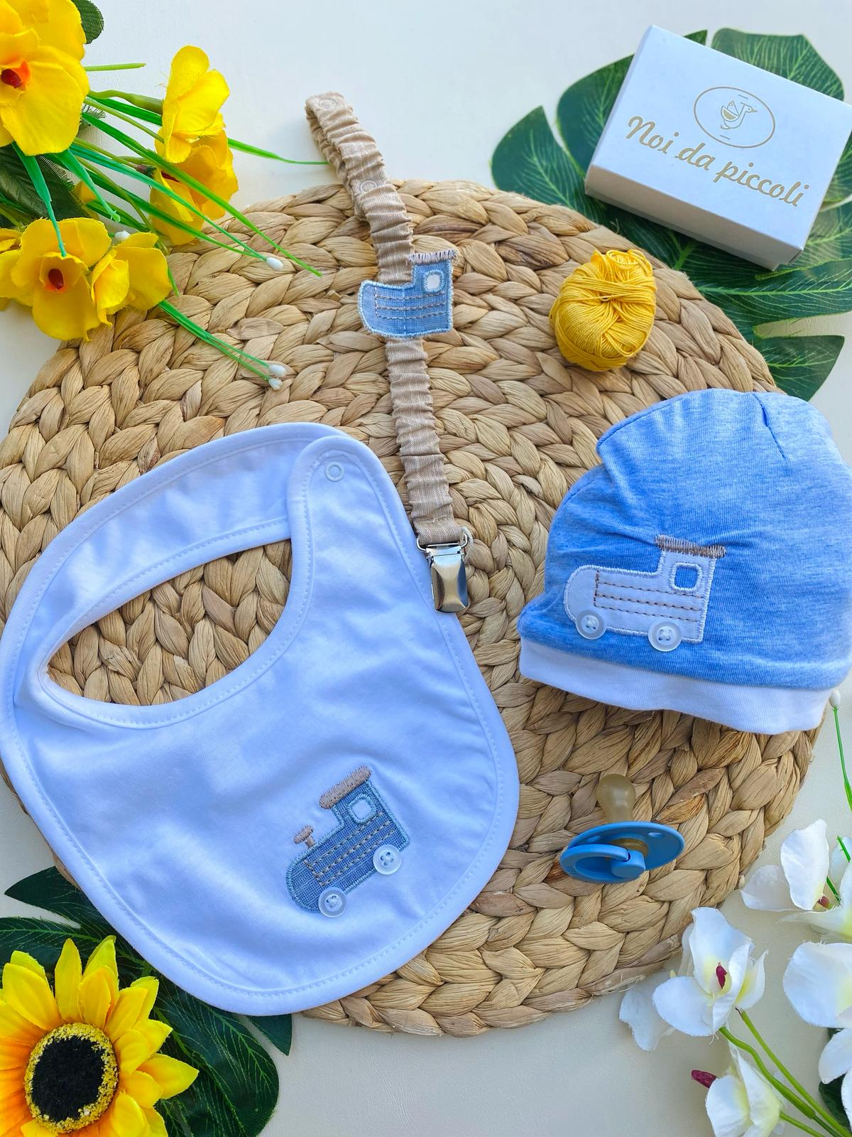 set 3 pz 100 % COTONE BIANCO - CIELO - Noi da piccoli