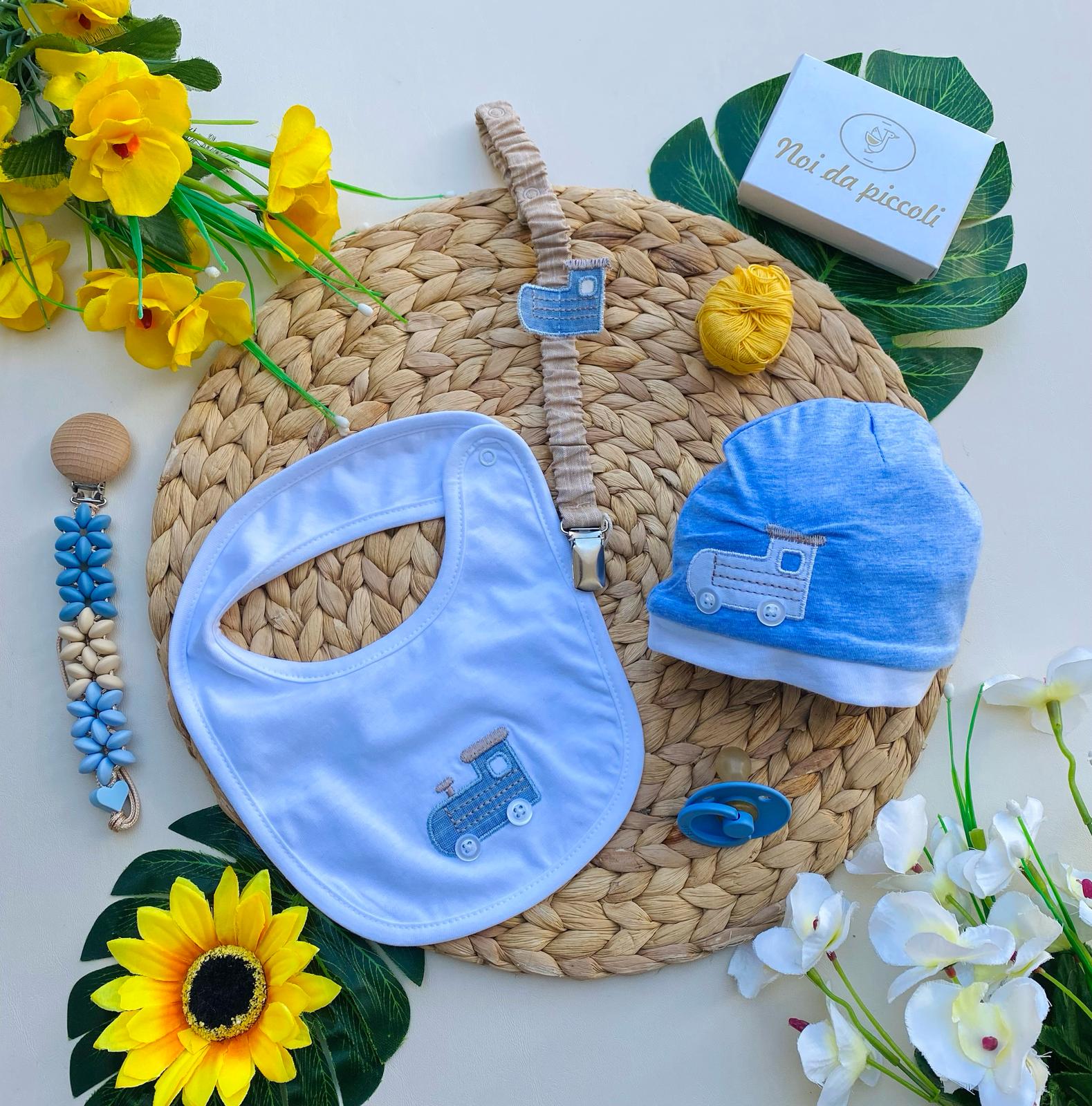 set 3 pz 100 % COTONE BIANCO - CIELO - Noi da piccoli