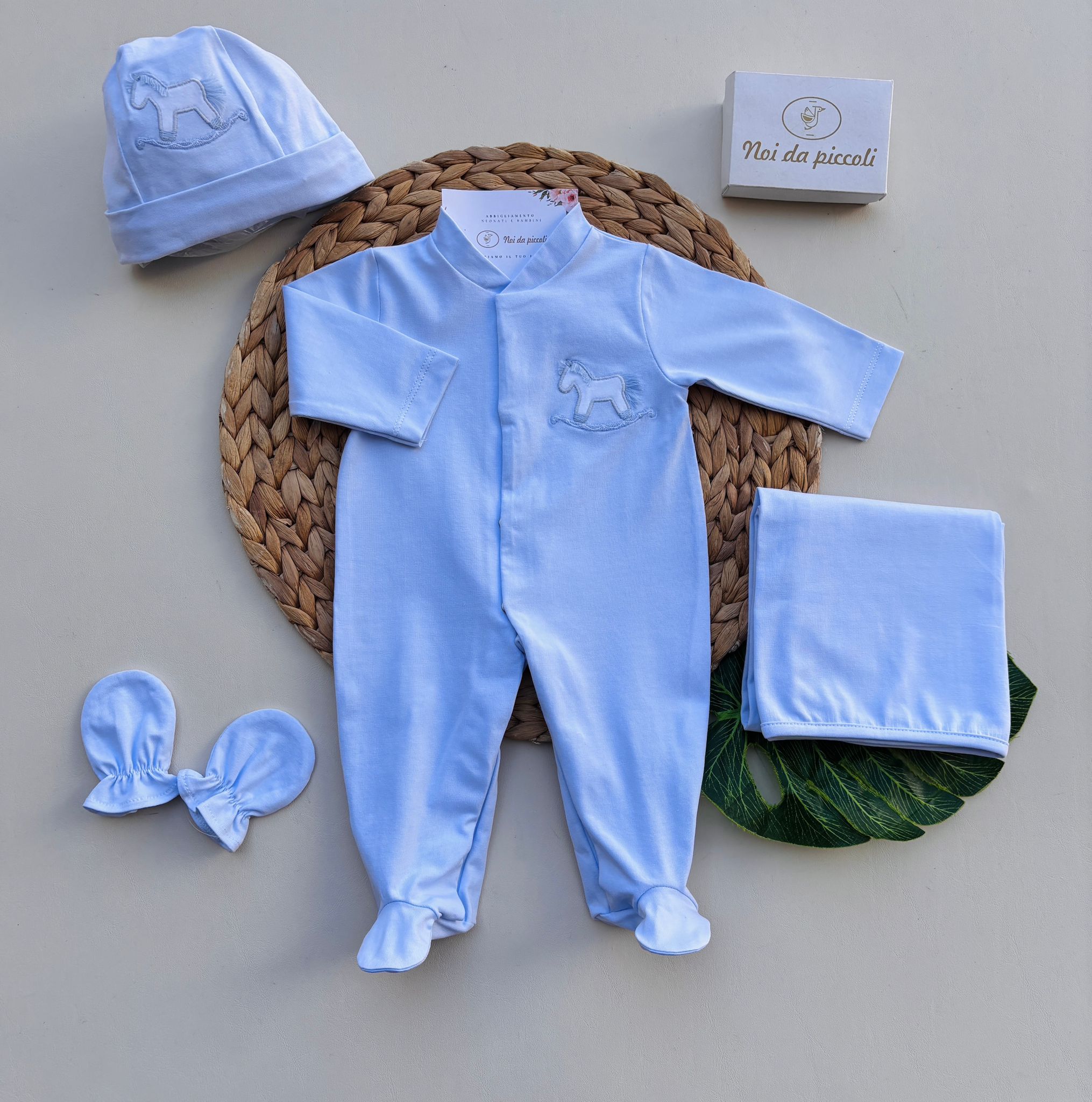 SET 4 PZ IN COTONE CIELO - Noi da piccoli