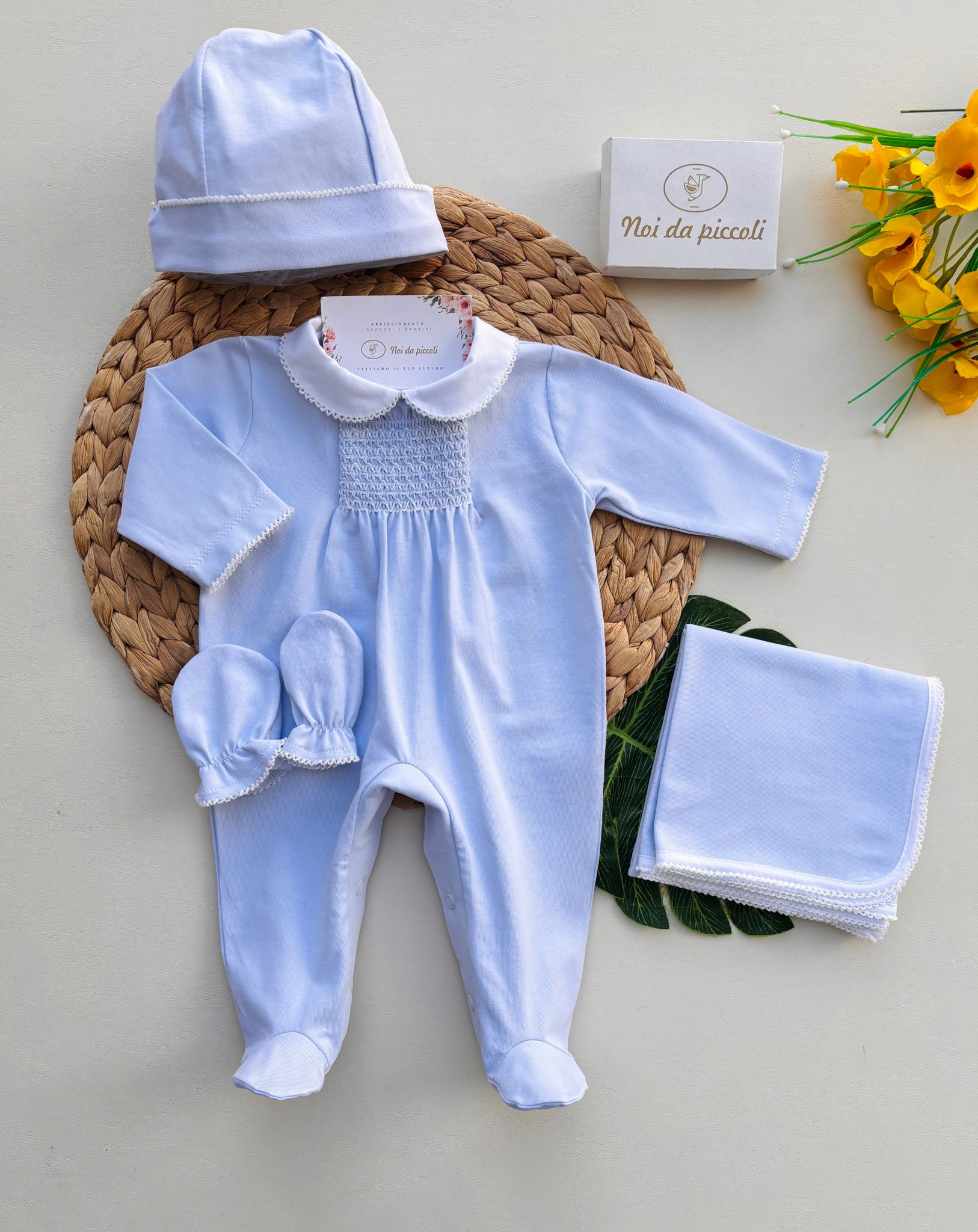 SET 4 PZ IN COTONE PRINCIPINO CIELO - Noi da piccoli