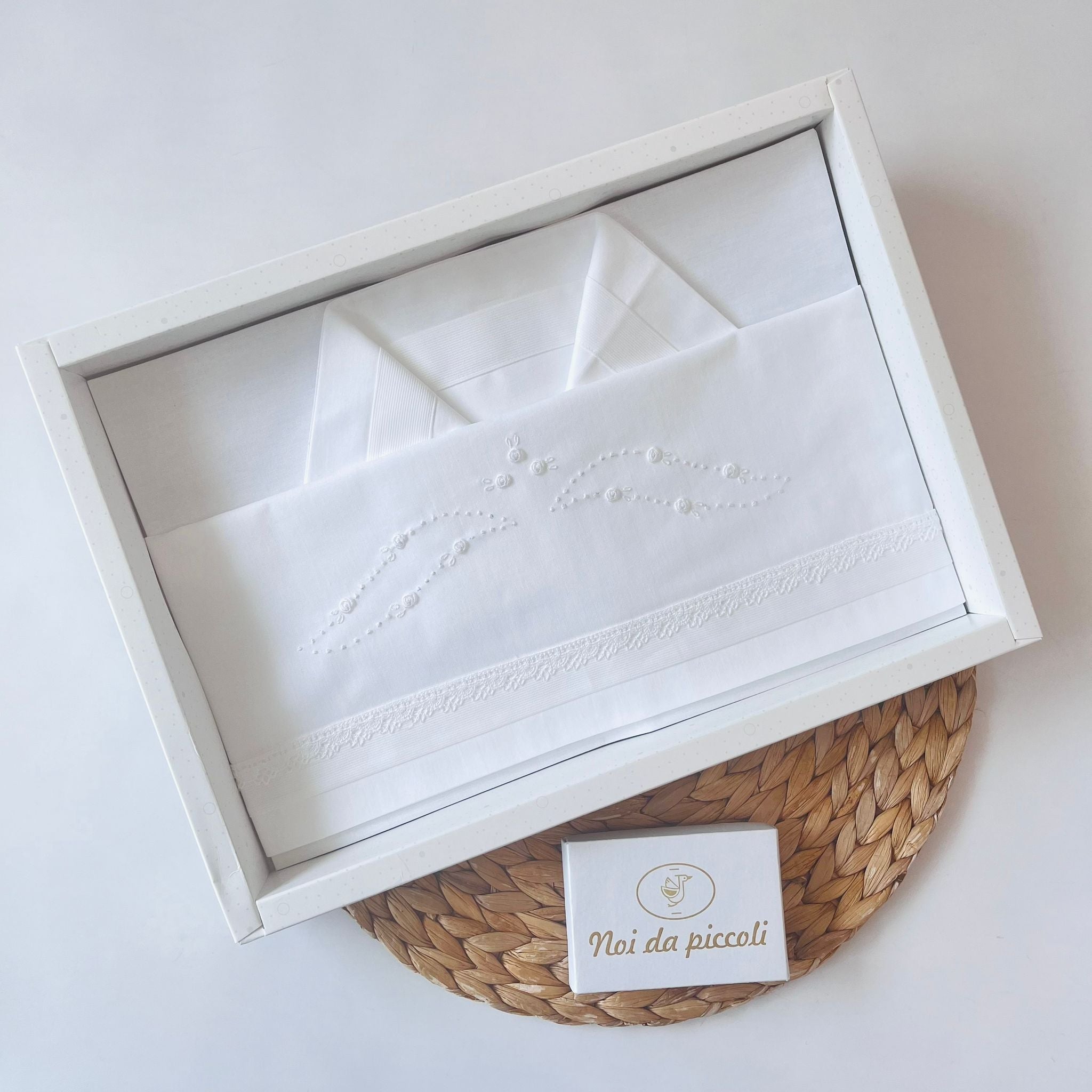 SET LENZUOLA 100 % COTONE BABY BIANCO - Noi da piccoli