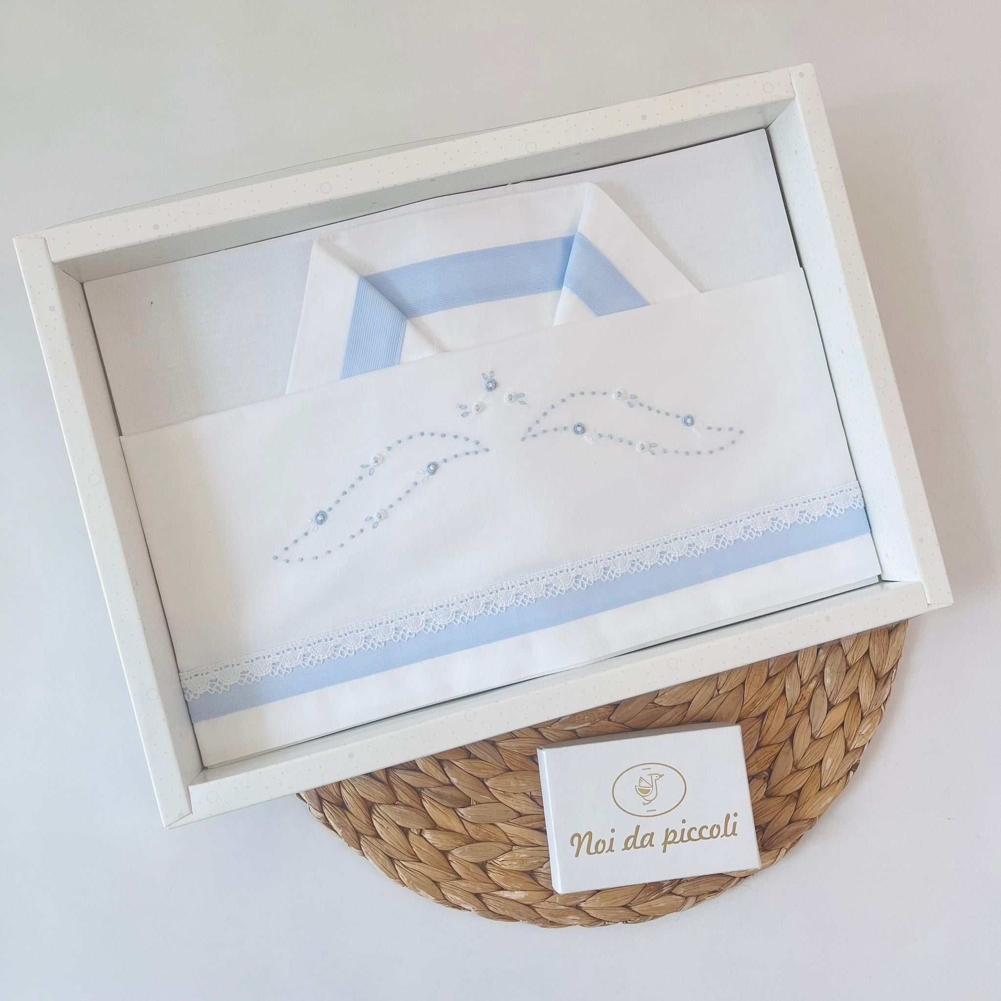 SET LENZUOLA 100 % COTONE BABY CIELO - Noi da piccoli