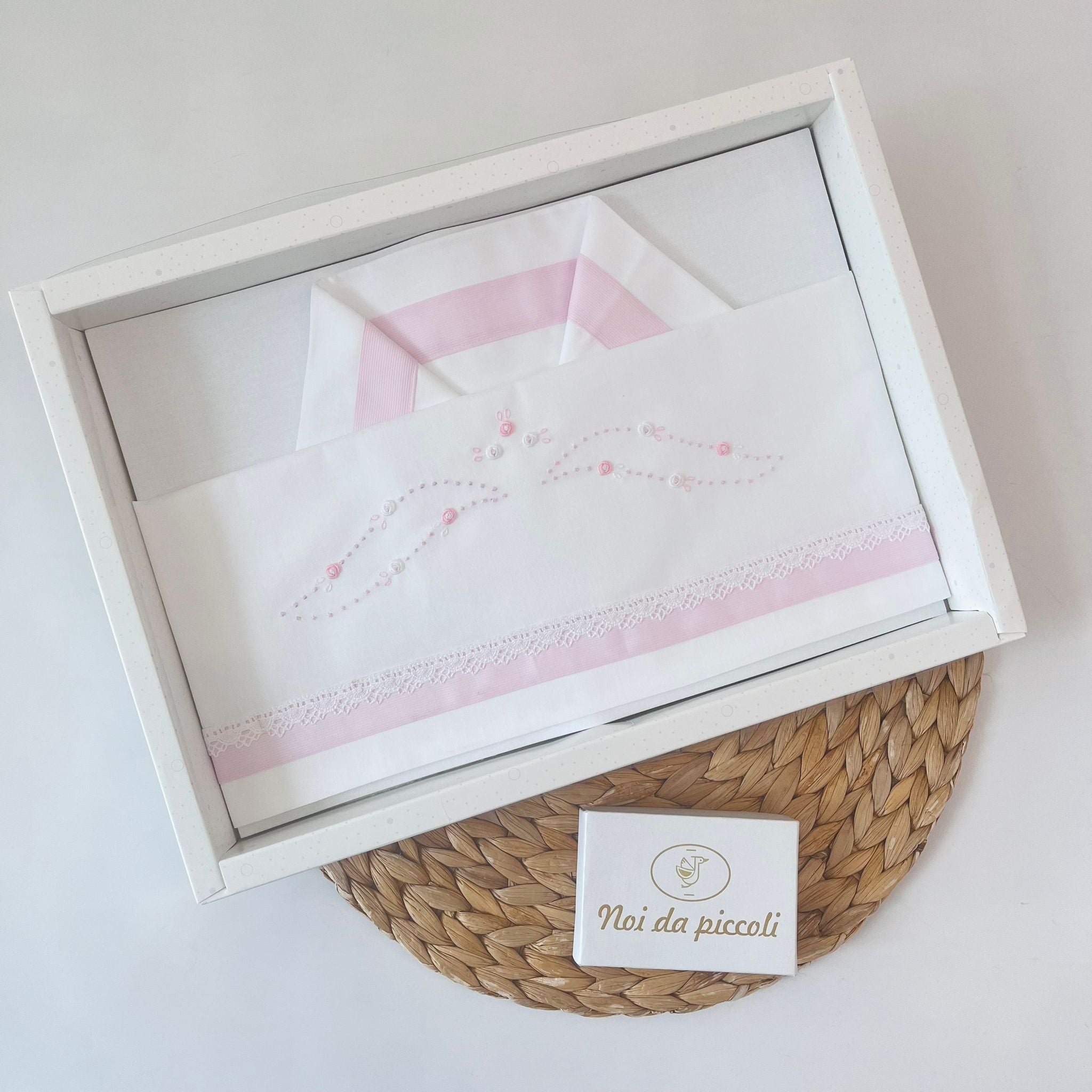 SET LENZUOLA 100 % COTONE BABY COTONE ROSA - Noi da piccoli