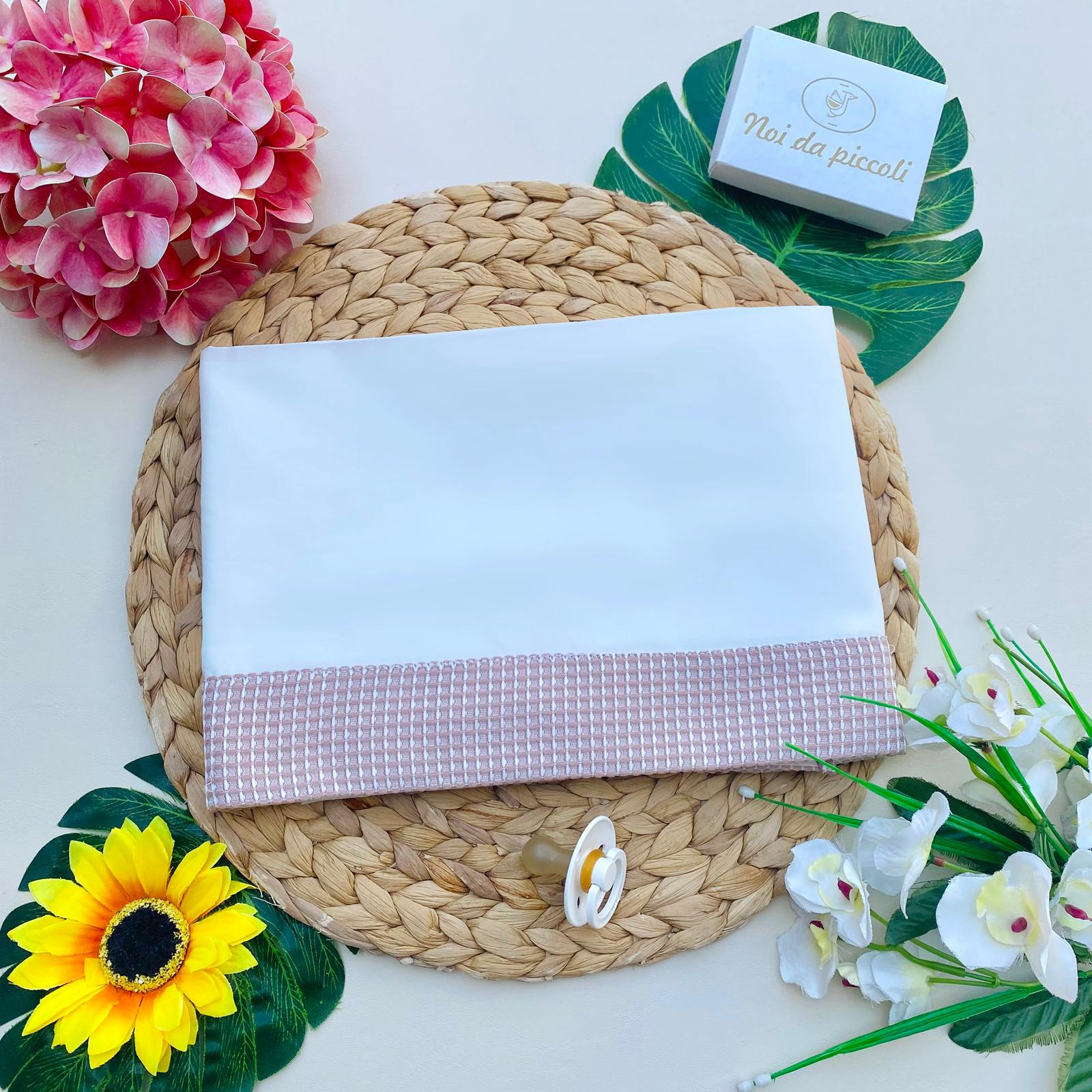 set lenzuola 100 % COTONE bianco - rosa - Noi da piccoli