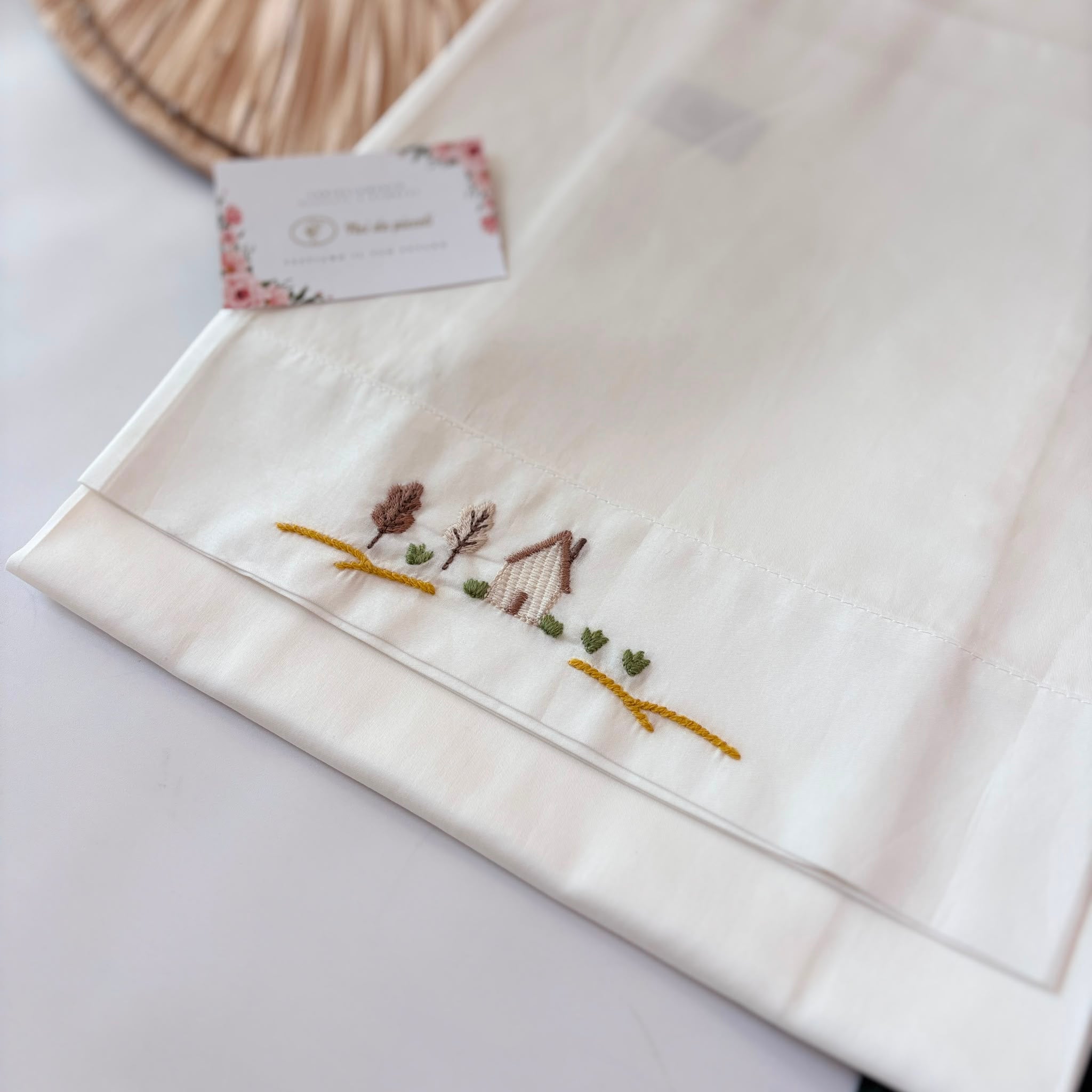 SET LENZUOLA 100 % COTONE PANNA ALBERELLI E CASETTA - Noi da piccoli
