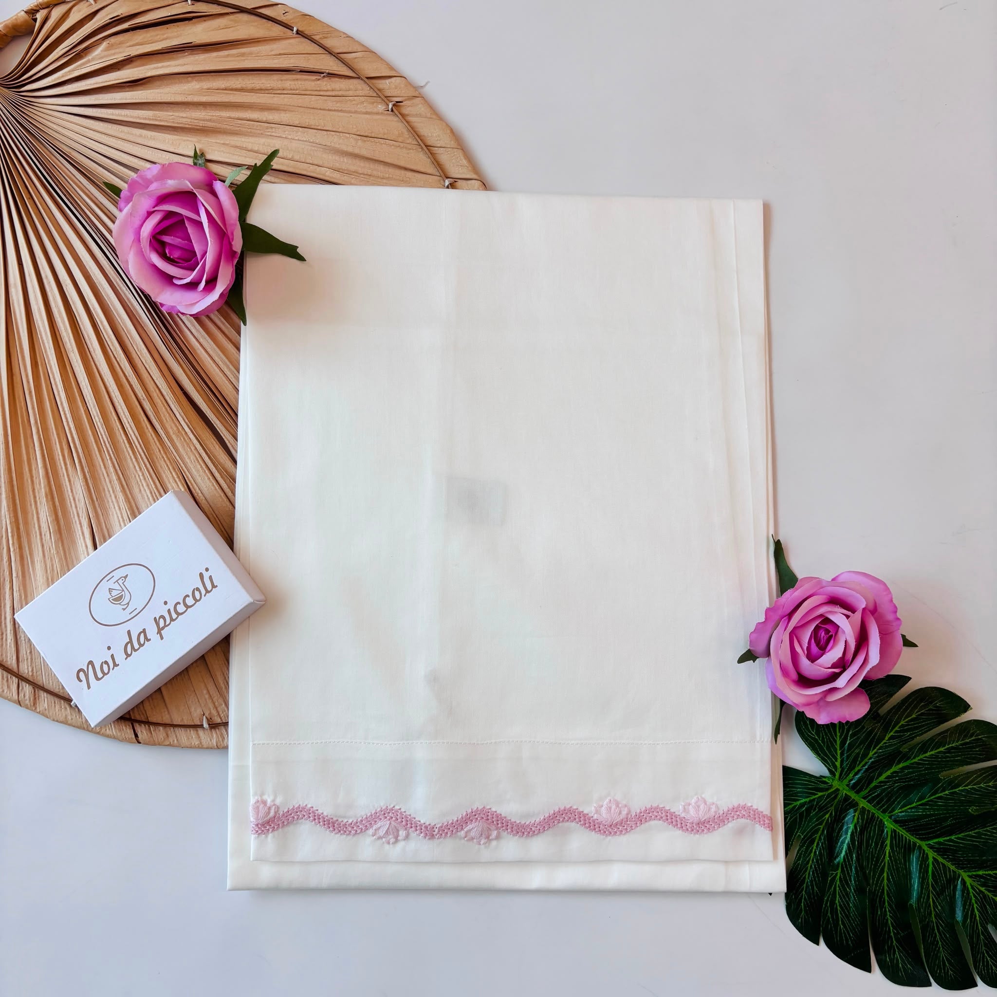 SET LENZUOLA 100 % COTONE PANNA E ONDINA ROSA - Noi da piccoli