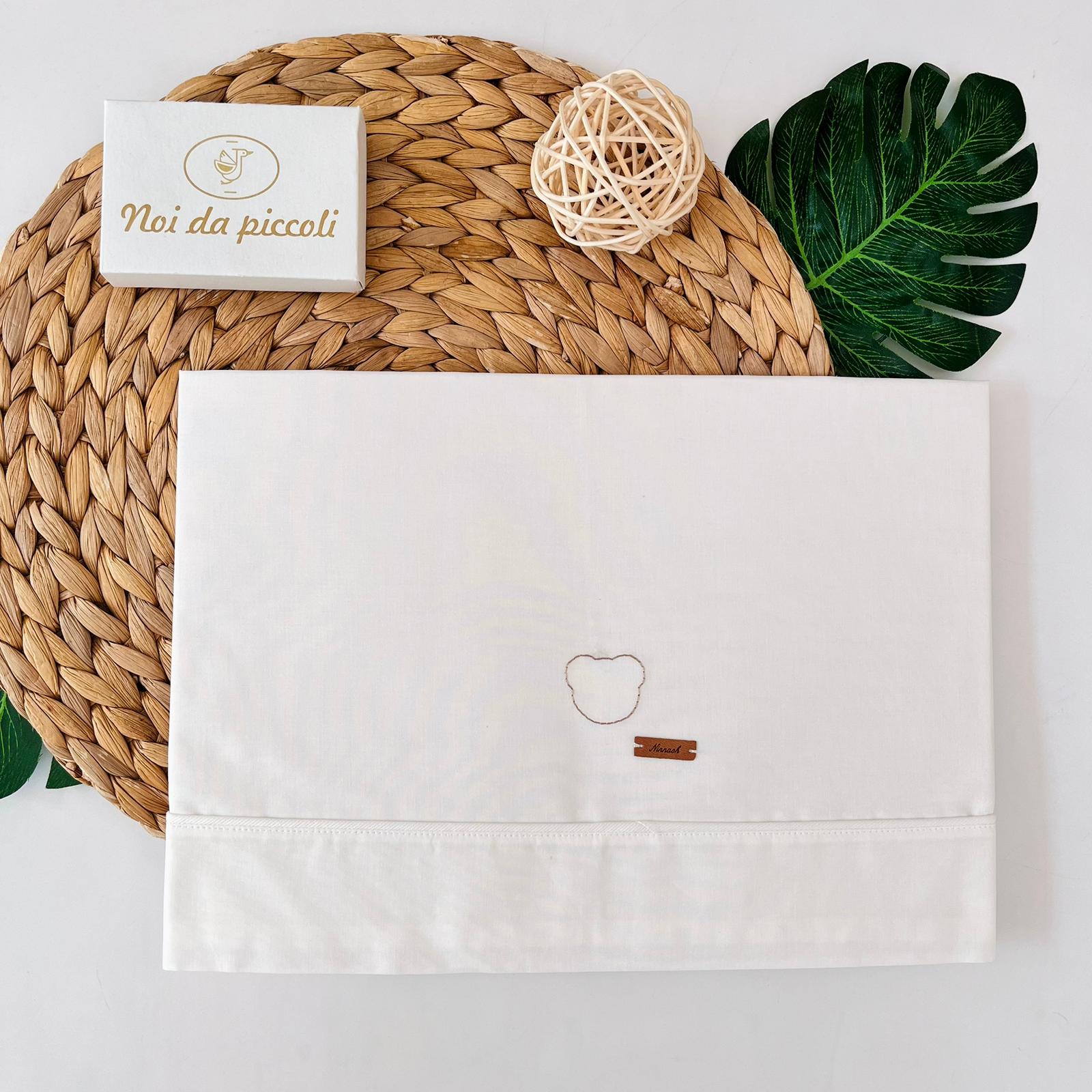 SET LENZUOLA CARROZZINA CON ORSETTO BIANCO VERDE - Noi da piccoli