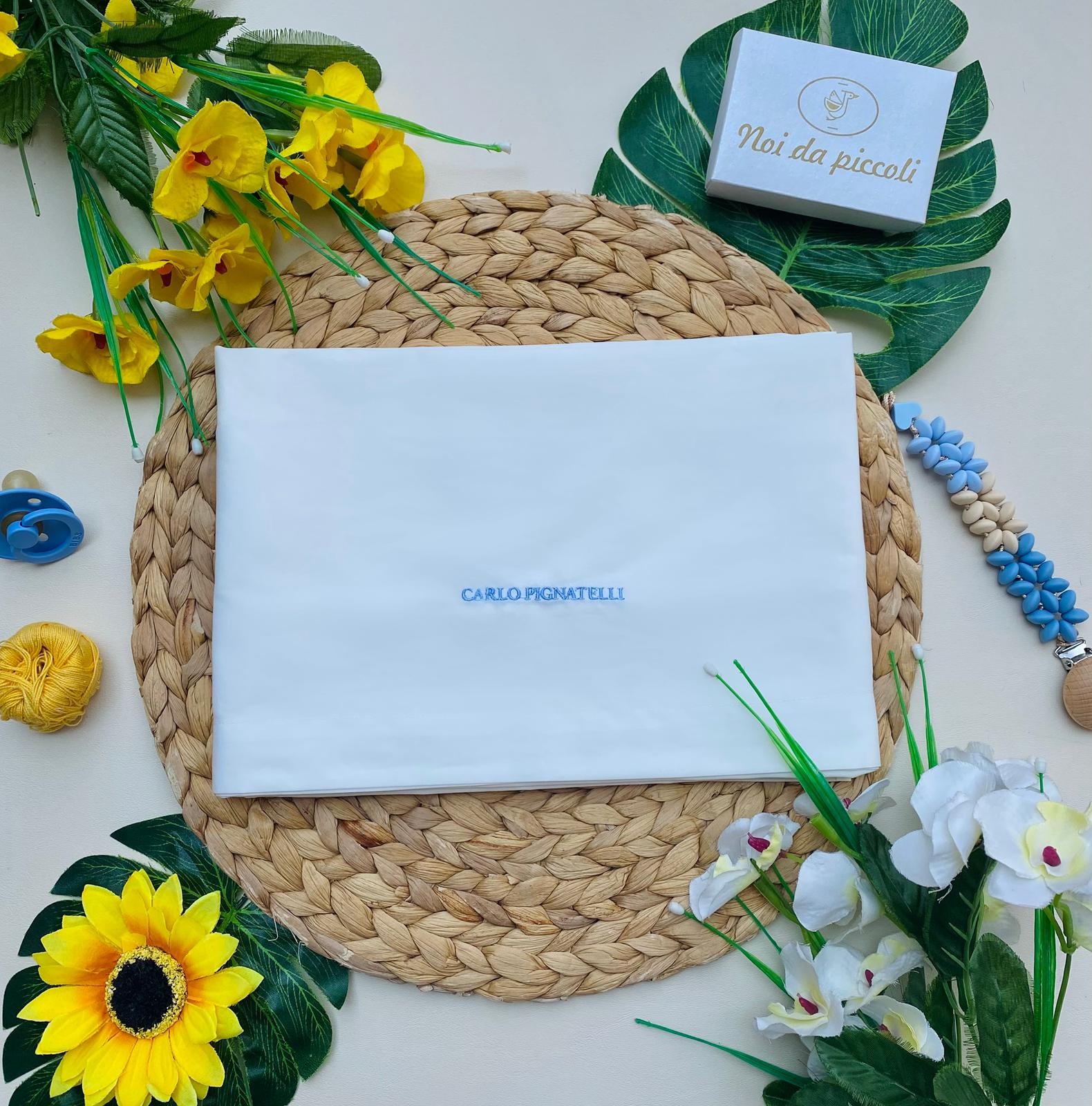 set lenzuola Cotone BIANCO - CIELO - Noi da piccoli