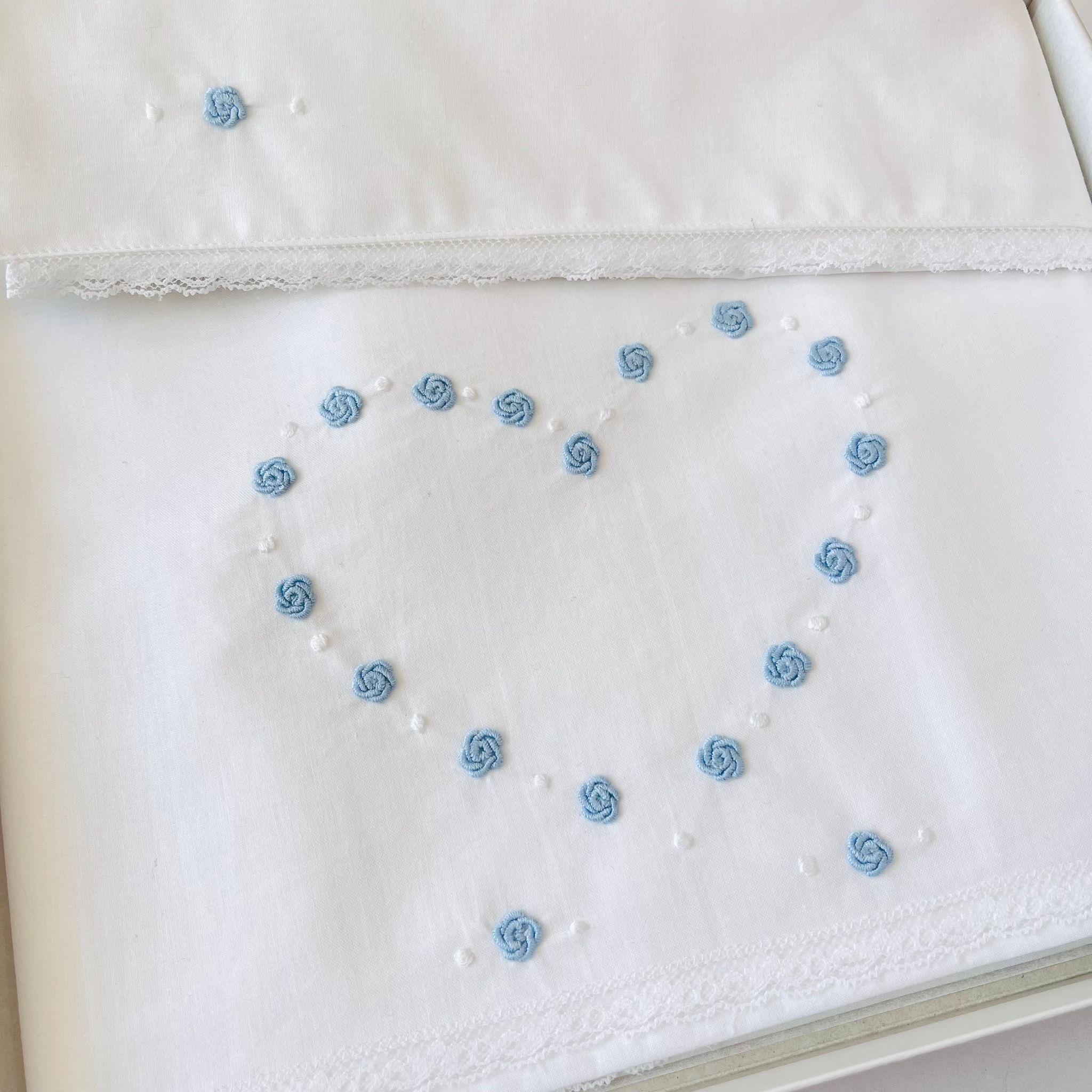 SET LENZUOLA CUORE 100 % COTONE CIELO - Noi da piccoli