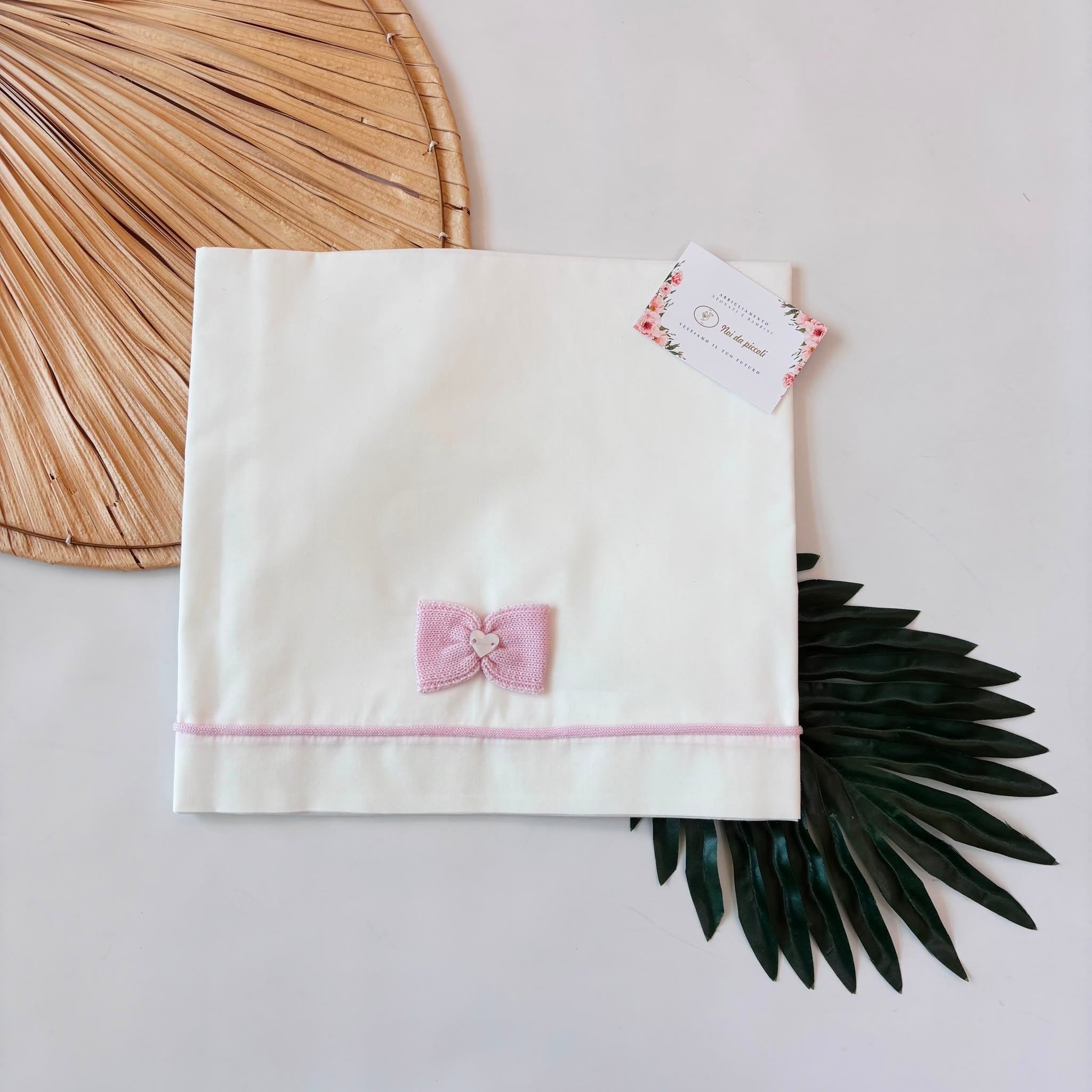 SET LENZUOLA FIOCCO CENTRALE 100 % COTONE PANNA - Noi da piccoli