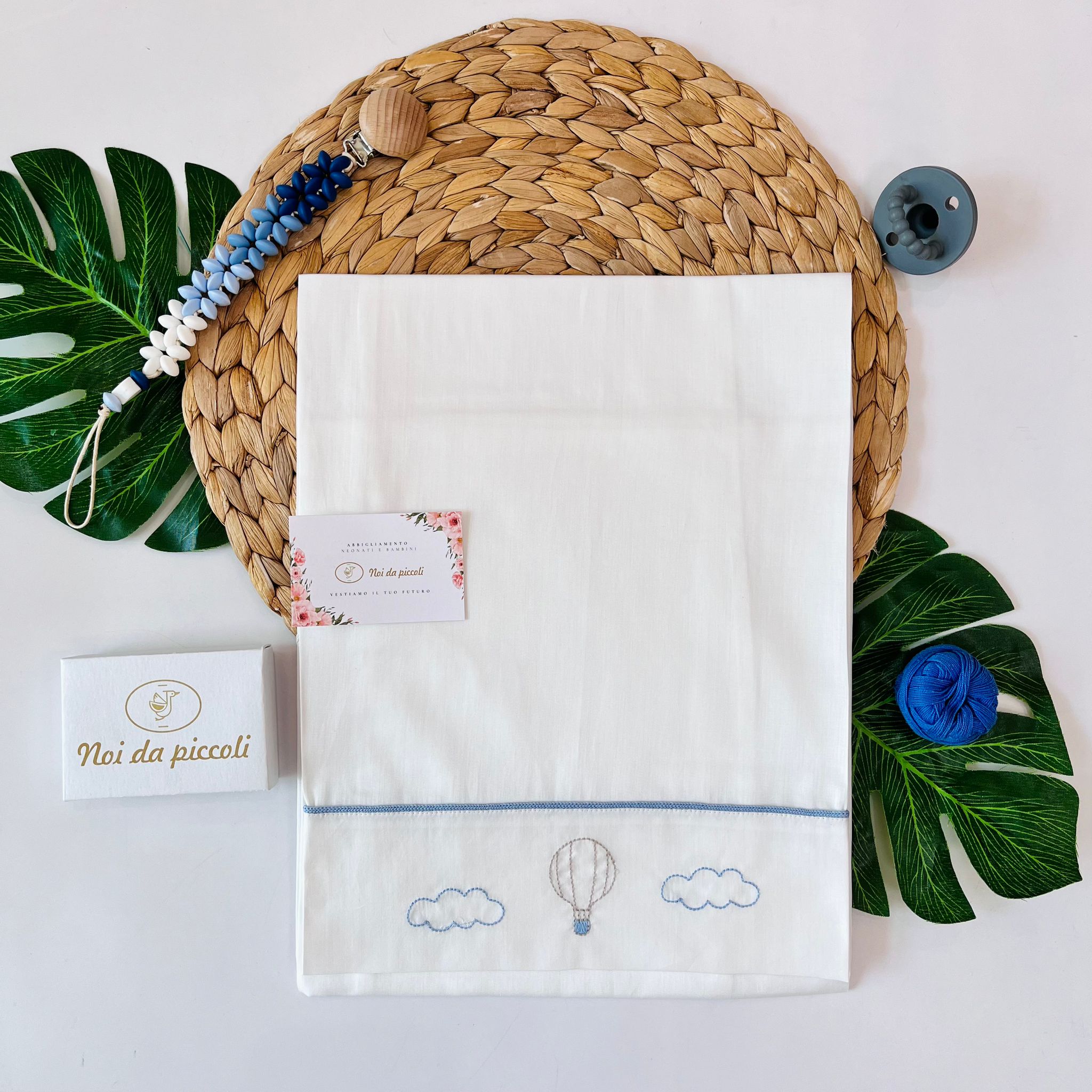 SET LENZUOLA MONGOLFIERA CIELO POLVERE - Noi da piccoli