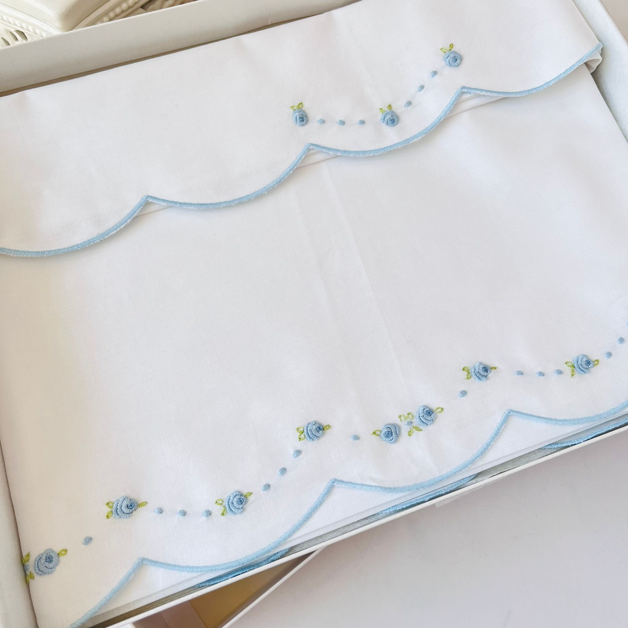 SET LENZUOLA ONDULATO 100 % COTONE CIELO - Noi da piccoli