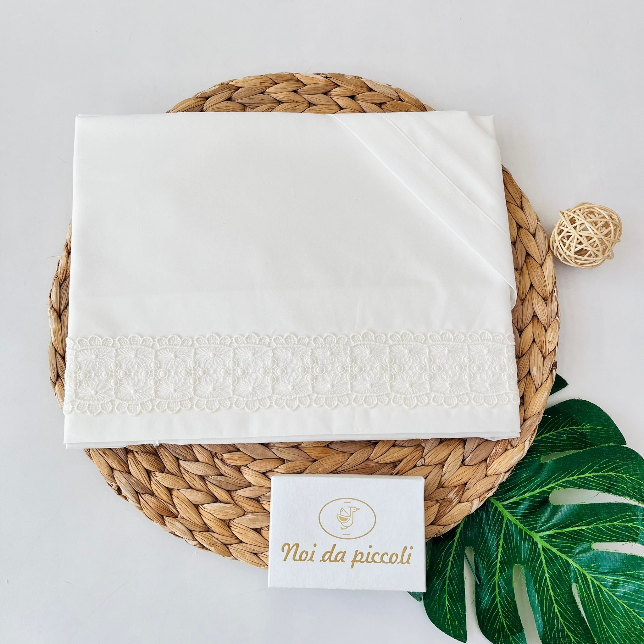 SET LENZUOLA PIZZO 100 % COTONE PANNA - Noi da piccoli