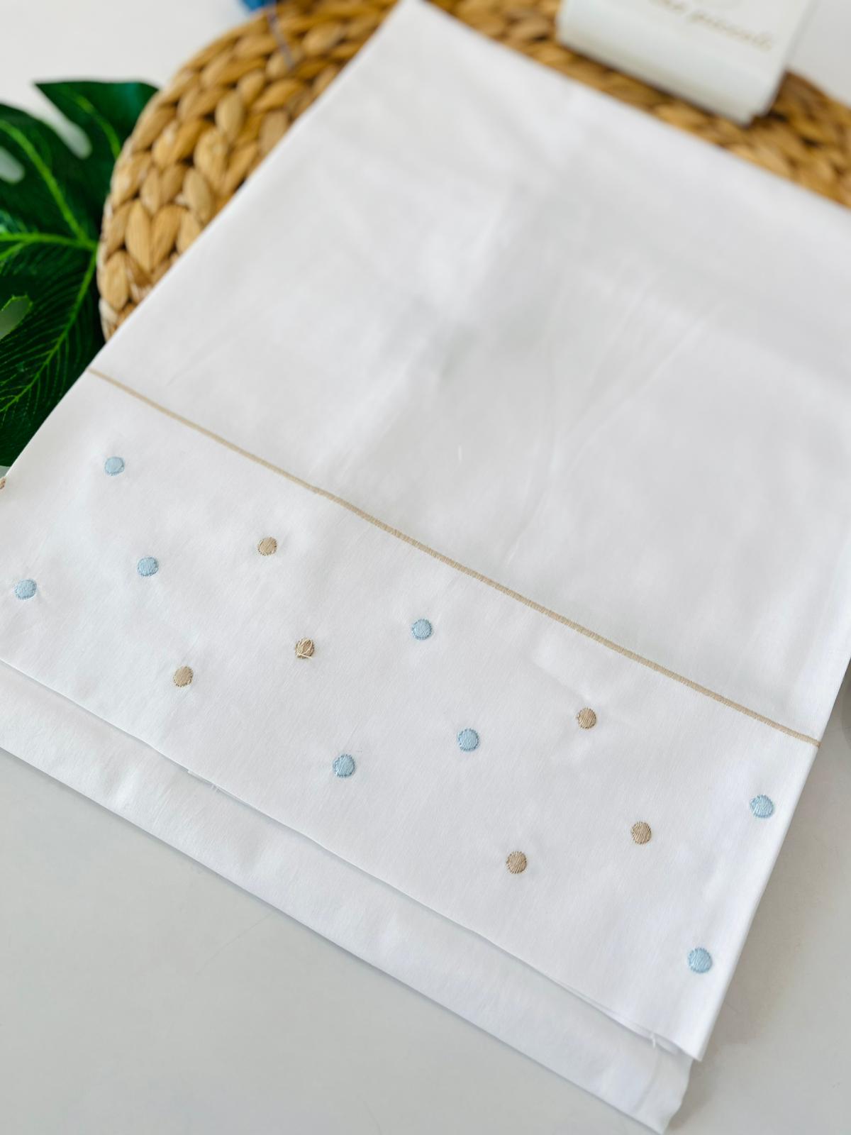 SET LENZUOLA POIS 100 % COTONE POLVERE BIANCO - Noi da piccoli