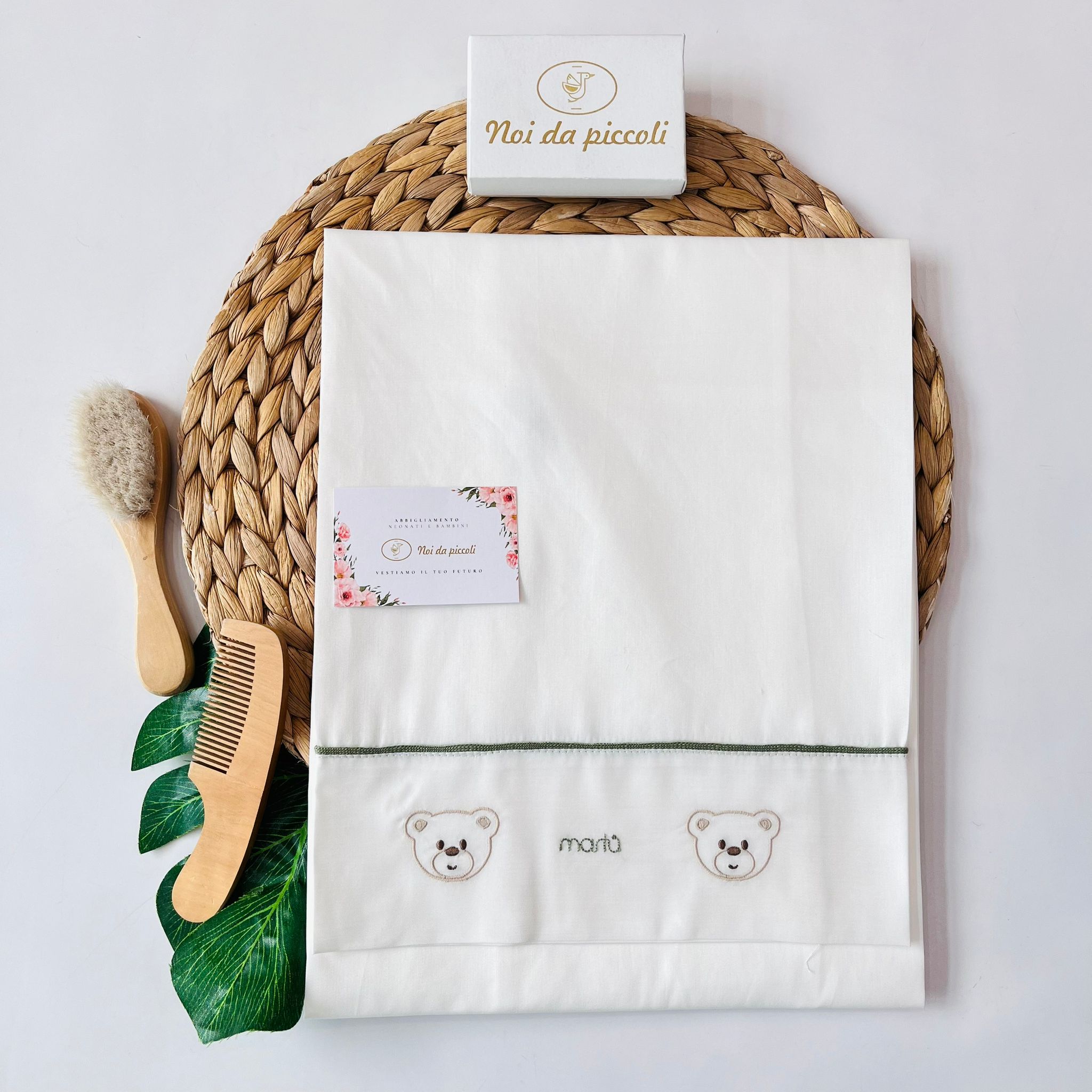 SET LENZUOLA TENERO ORSETTO 100 % COTONE VANIGLIA - Noi da piccoli