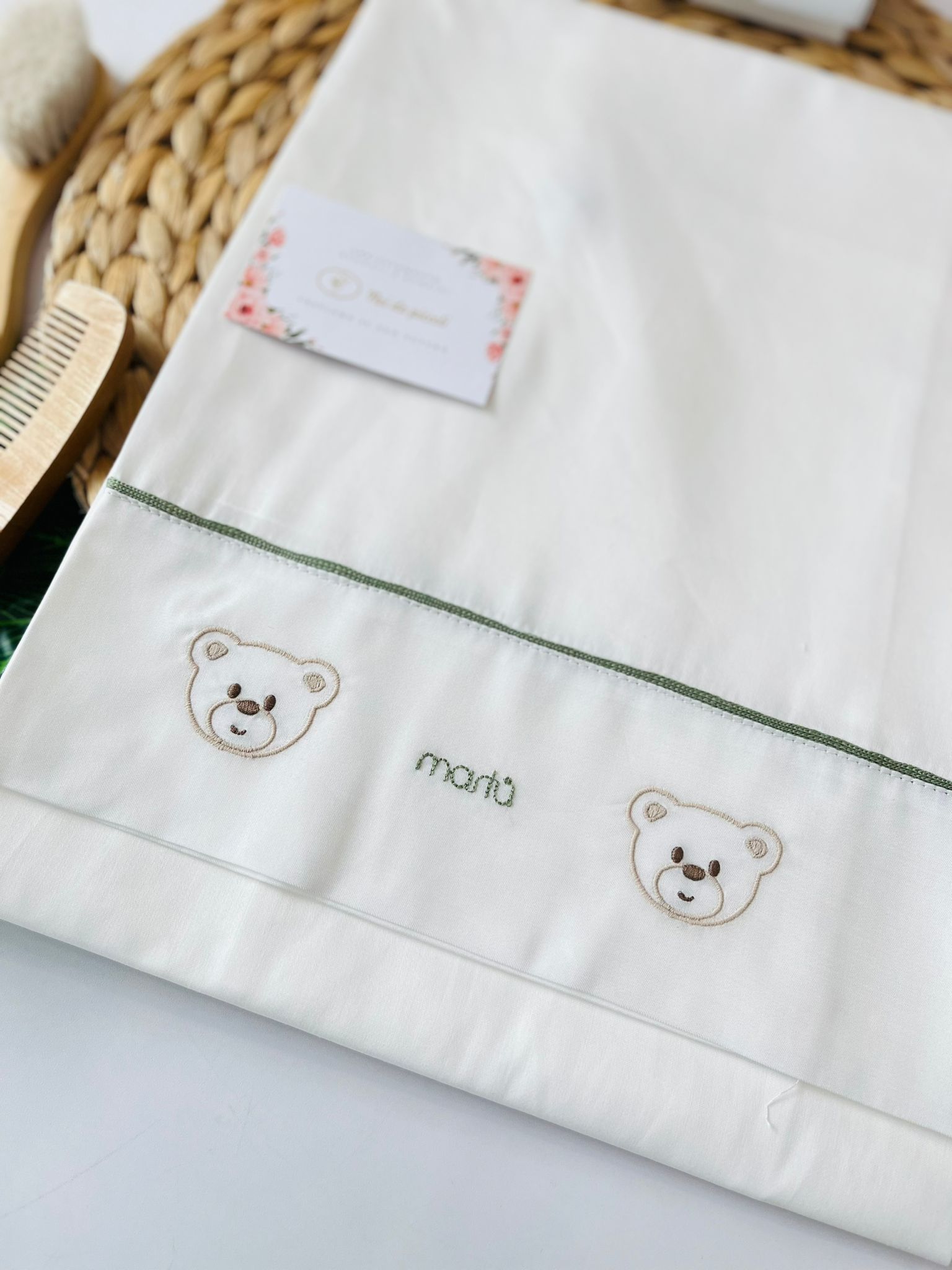 SET LENZUOLA TENERO ORSETTO 100 % COTONE VANIGLIA - Noi da piccoli