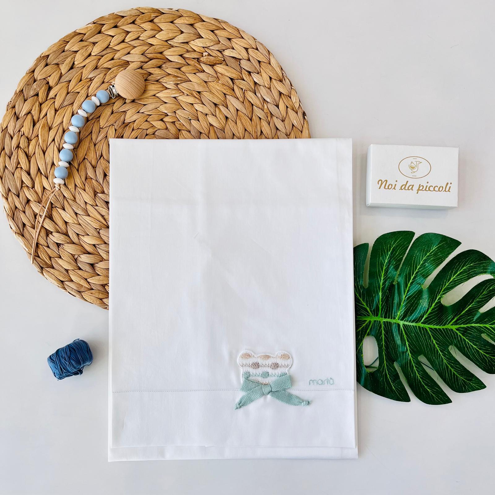 SET LENZUOLINO ORSETTO 100 % COTONE SALVIA MULTICOLOR - Noi da piccoli