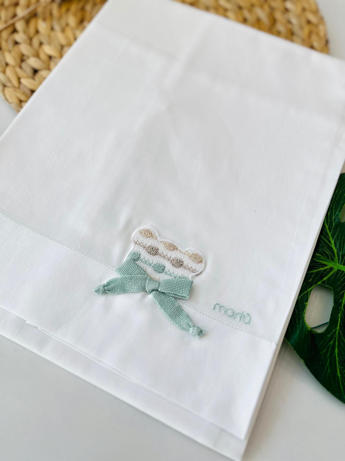 SET LENZUOLINO ORSETTO 100 % COTONE SALVIA MULTICOLOR - Noi da piccoli