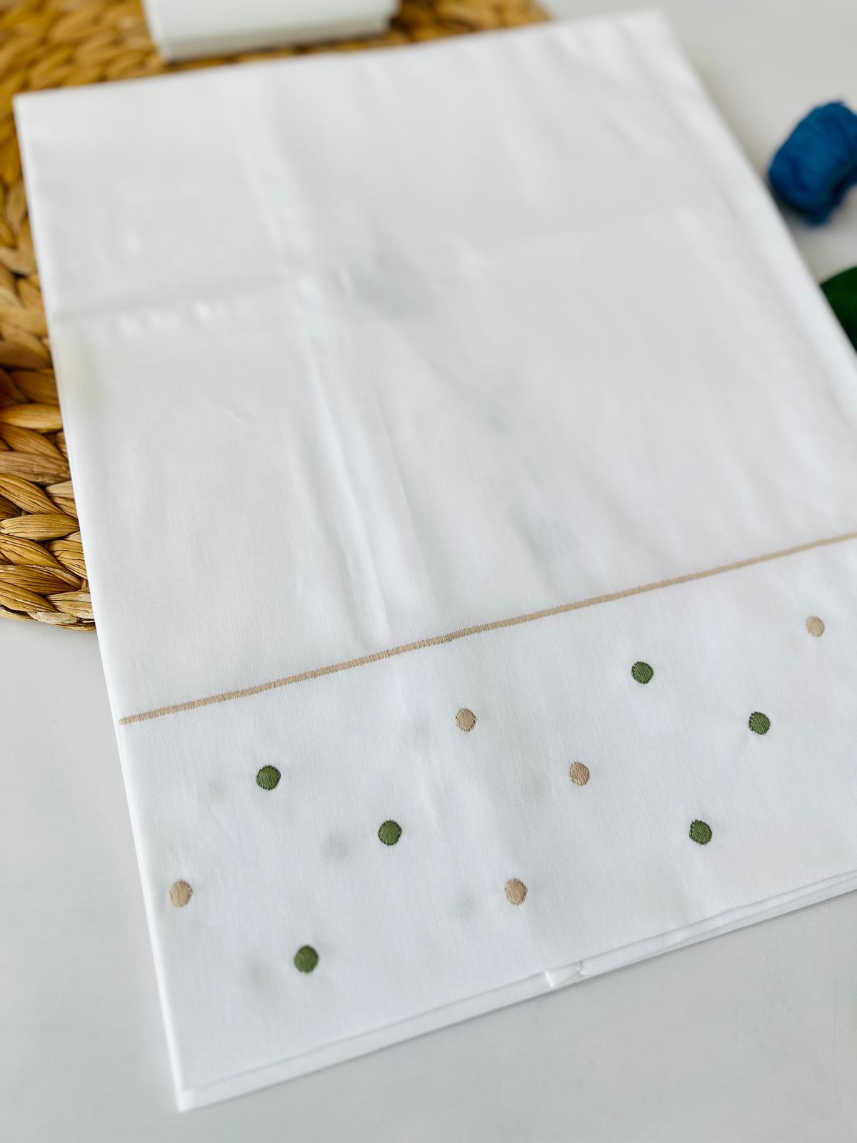 SET LENZUOLO POIS 100 % COTONE OLIVA SABBIA - Noi da piccoli