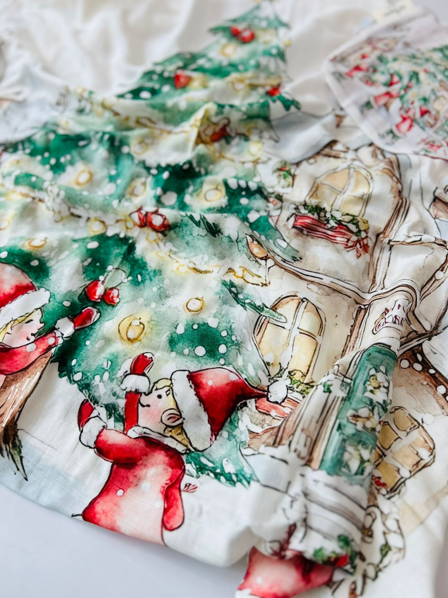 SET MUSSOLA E BAVETTA NATALE BIANCO - Noi da piccoli