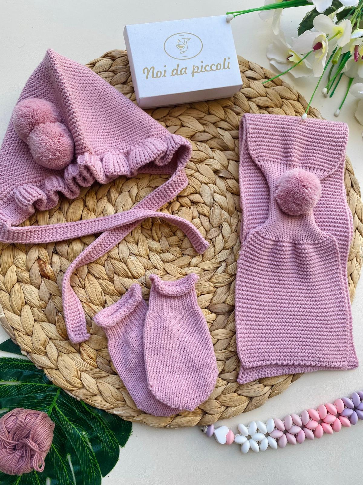 SET TRE PZ 100% ACRILICO ROSA - Noi da piccoli