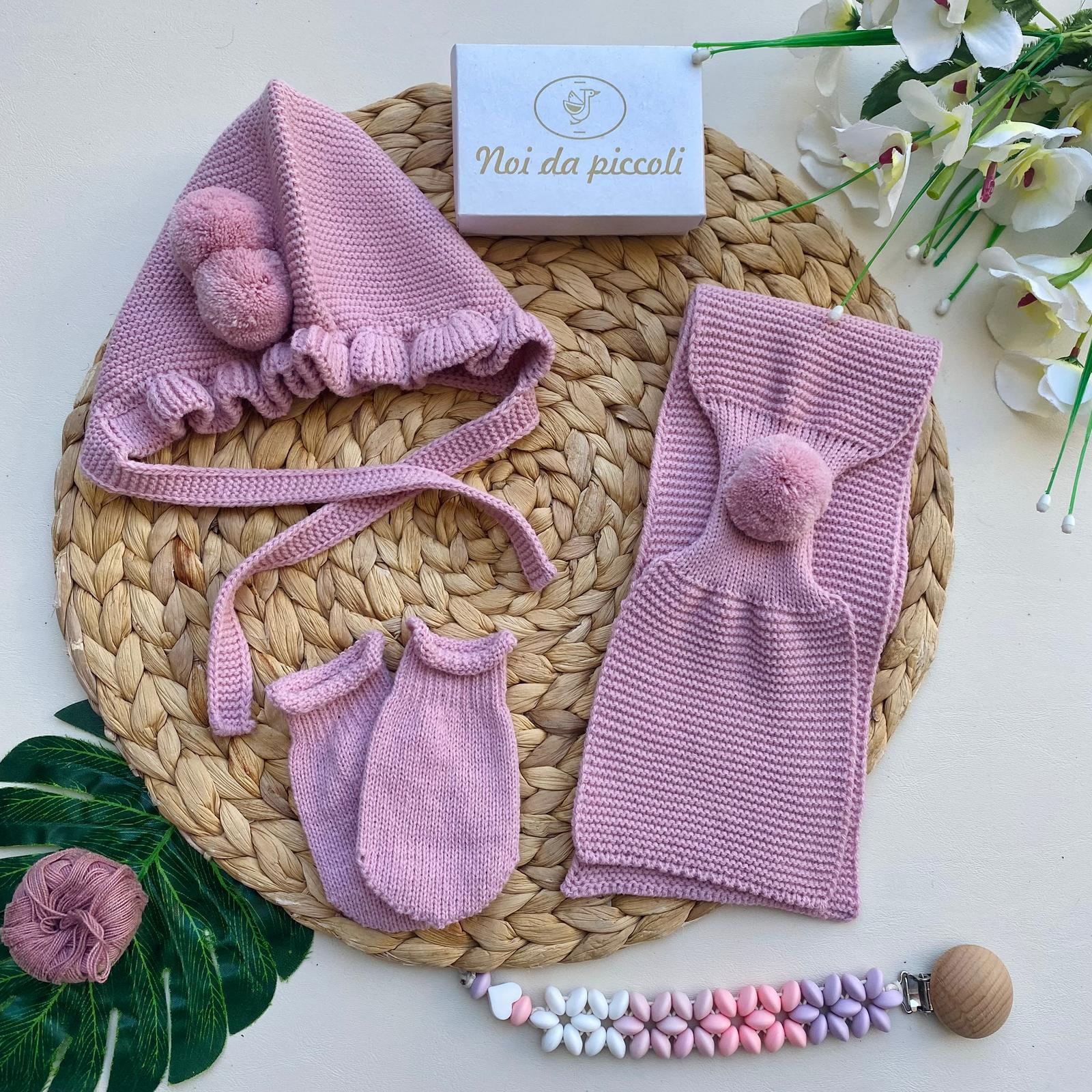 SET TRE PZ 100% ACRILICO ROSA - Noi da piccoli