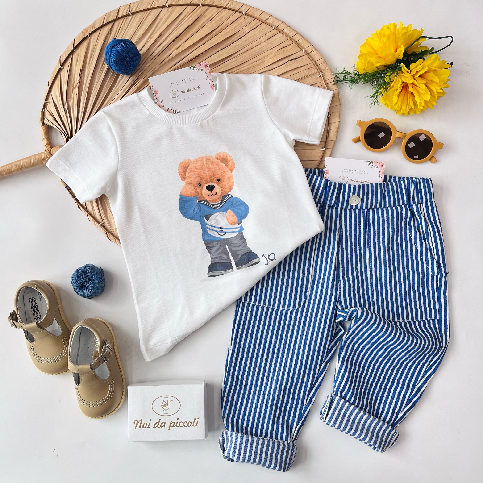 T - SHIRT TEDDY CON PANTALONE RIGATO LUNGO - Noi da piccoli